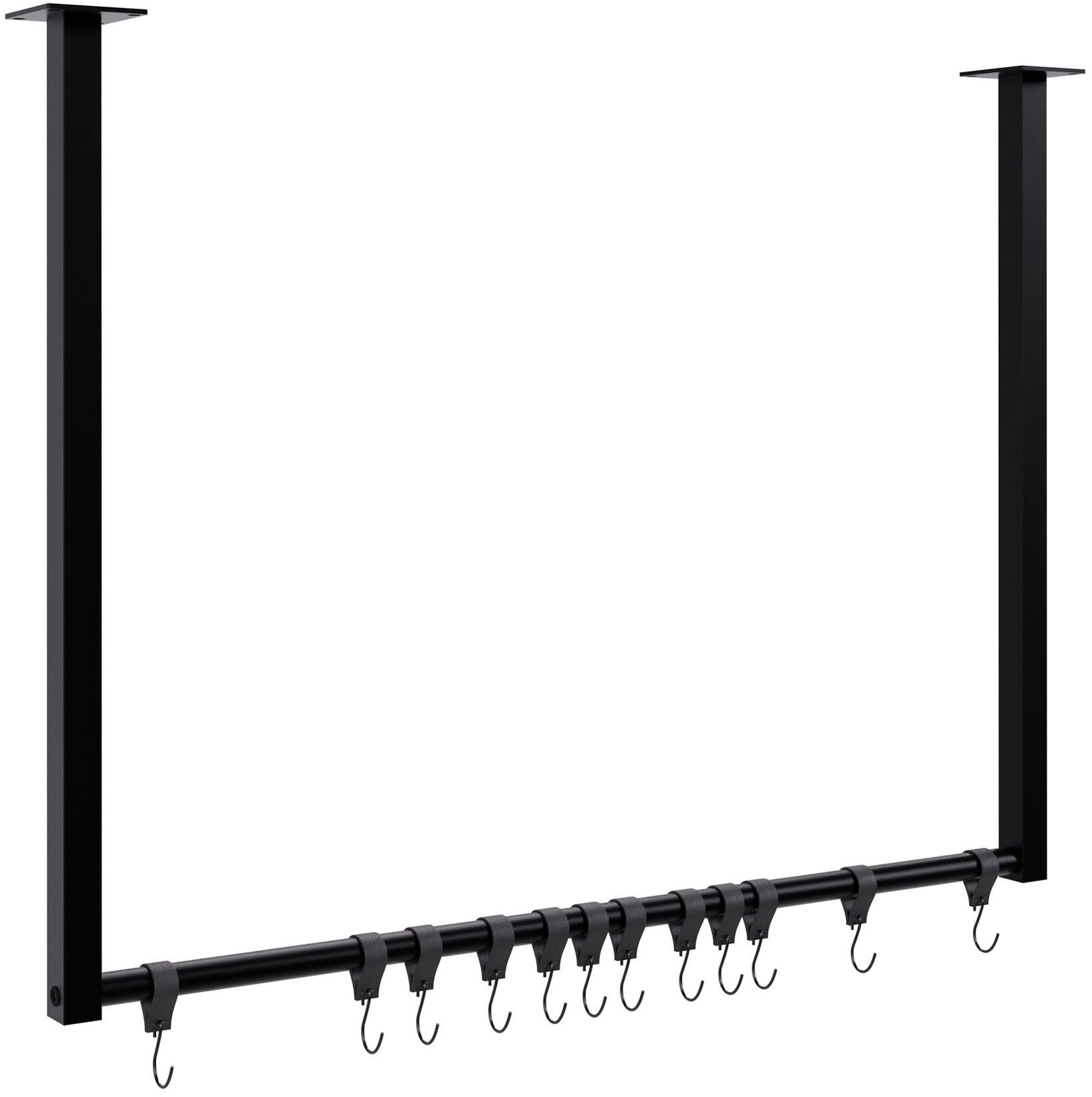 CLP Kleiderstange Fenton mit 12 Kleiderhaken I Kleiderständer für Deckenmontage I Garderobenstange aus Metall