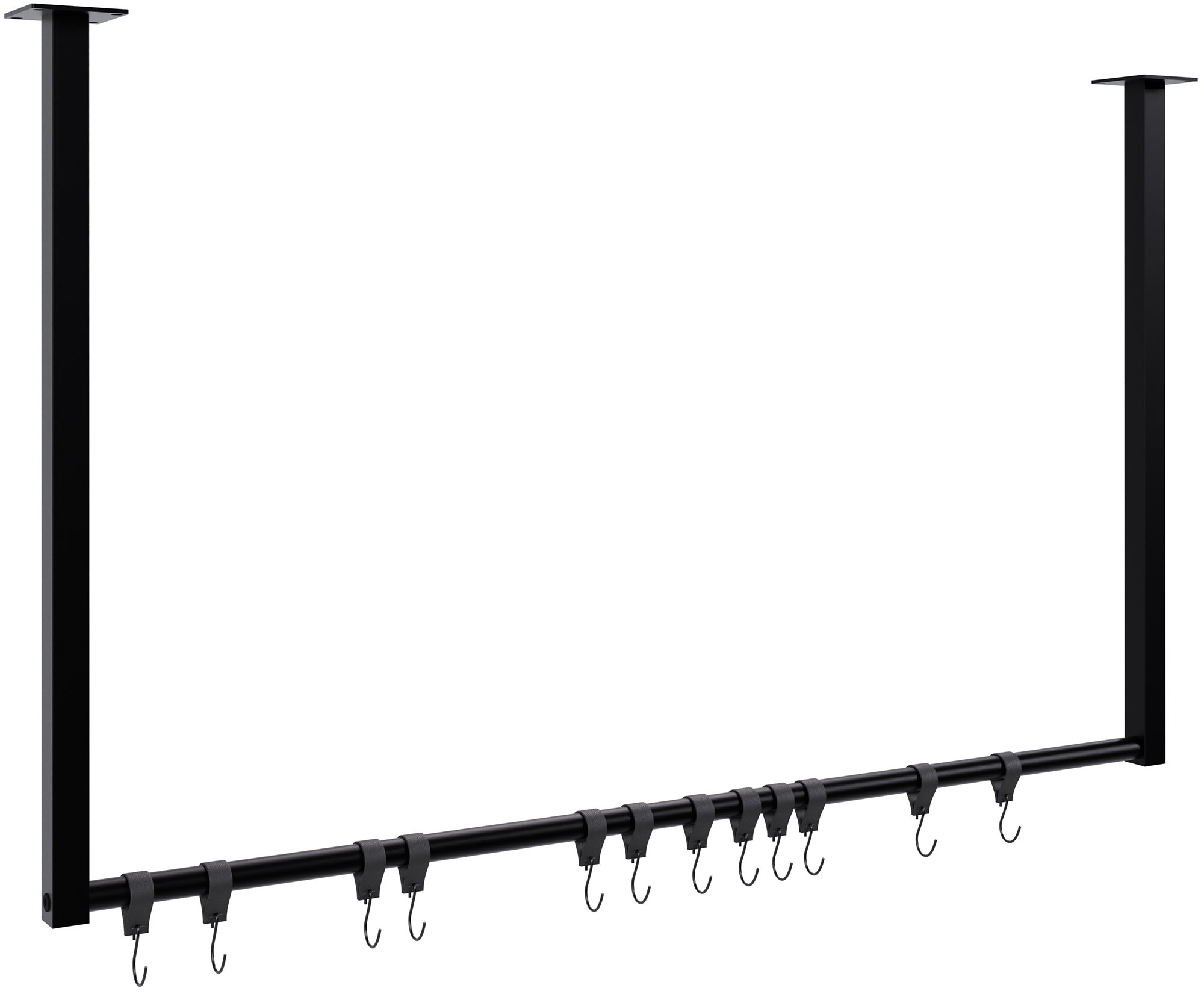 CLP Kleiderstange Fenton mit 12 Kleiderhaken I Kleiderst&auml;nder f&uuml;r Deckenmontage I Garderobenstange aus Metall 