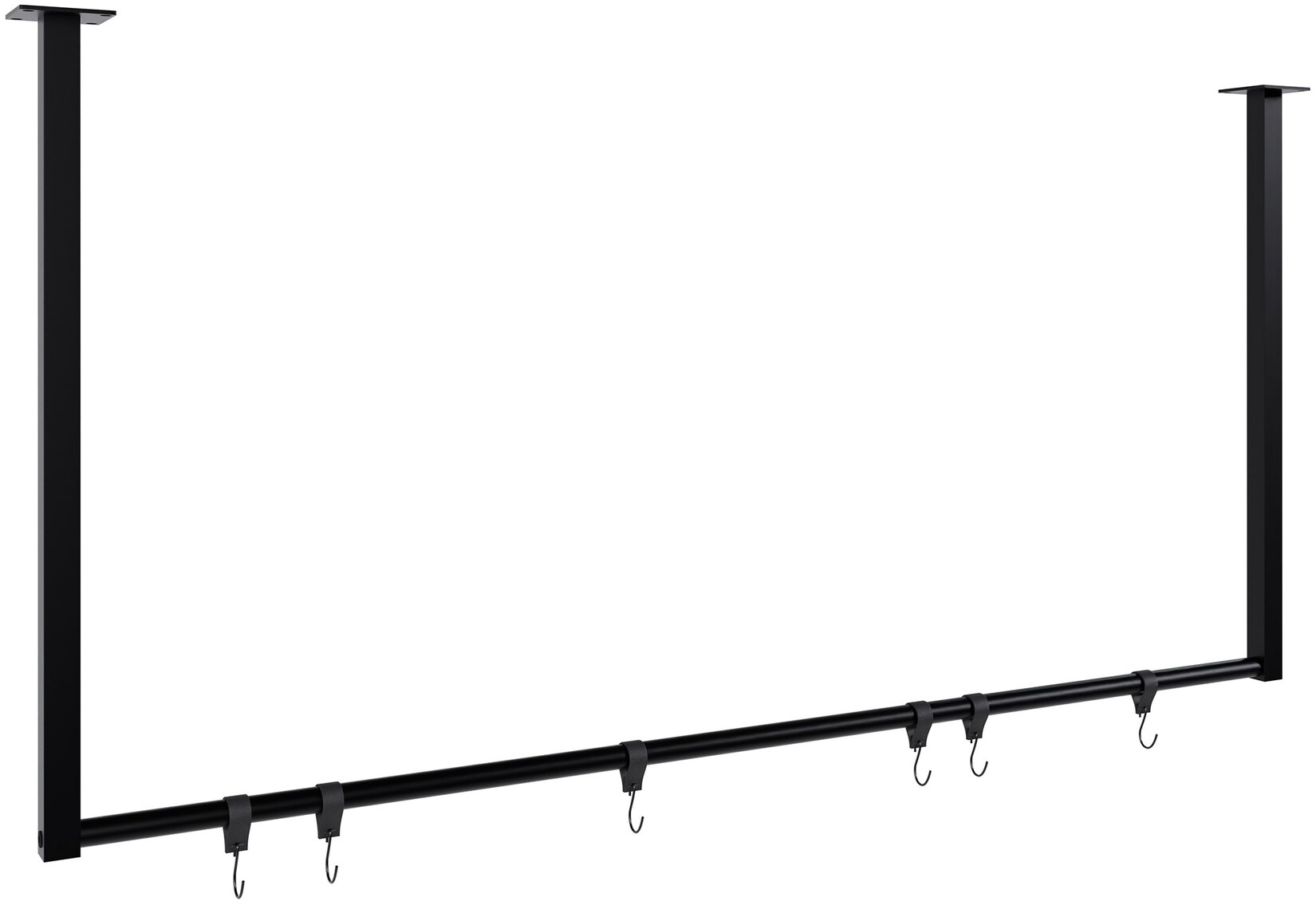 CLP Kleiderstange Fenton mit 6 Kleiderhaken I Kleiderständer für Deckenmontage I Garderobenstange aus Metall