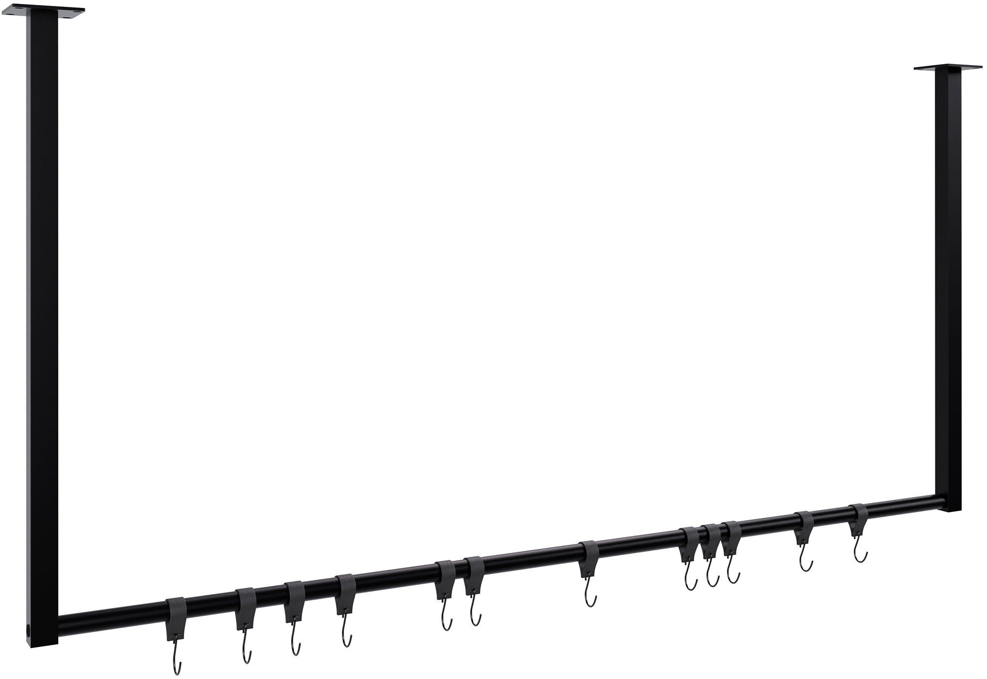 CLP Kleiderstange Fenton mit 12 Kleiderhaken I Kleiderst&auml;nder f&uuml;r Deckenmontage I Garderobenstange aus Metall 