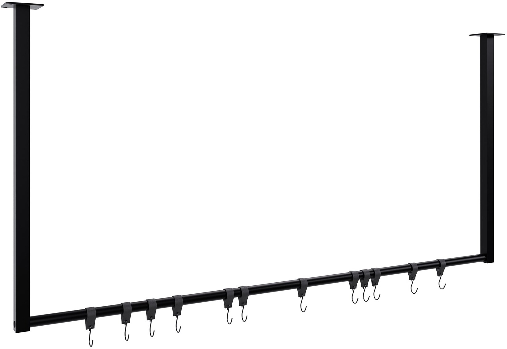 CLP Kleiderstange Fenton mit 12 Kleiderhaken I Kleiderständer für Deckenmontage I Garderobenstange aus Metall
