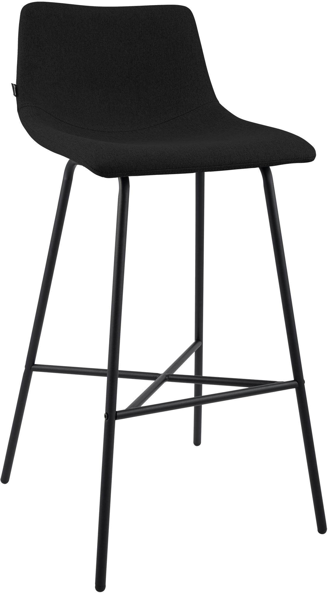 CLP Barhocker gepolstert Altona, Barstuhl mit Lehne und Fu&szlig;st&uuml;tze, moderner Tresenstuhl f&uuml;r die K&uuml;che, mit schwarzem Metallgestell 
