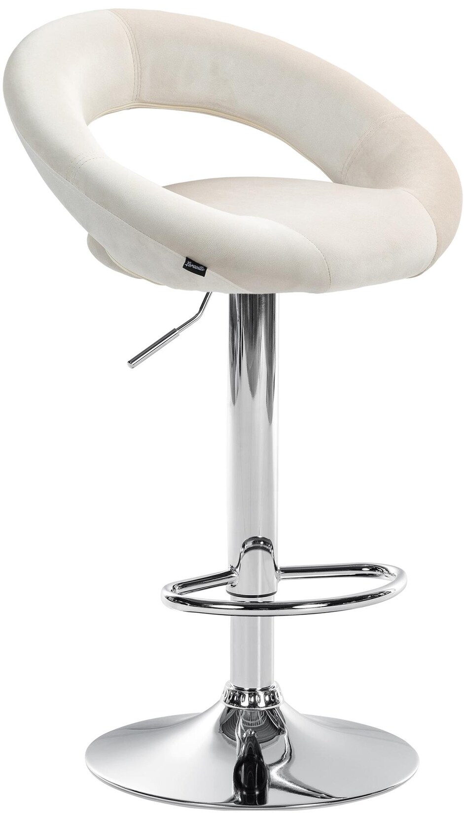 CLP Barhocker Olinda Samt chrom Farbe: creme, Gestell Farbe: chrom