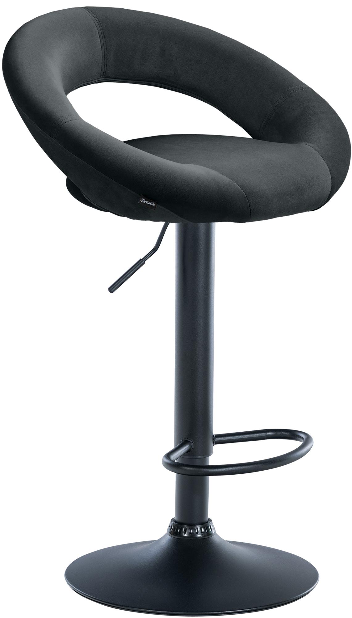 CLP Barhocker Olinda Samtbezug I Barstuhl h&ouml;henverstellbar und drehbar I Thekenhocker mit R&uuml;ckenlehne und Fu&szlig;st&uuml;tze 