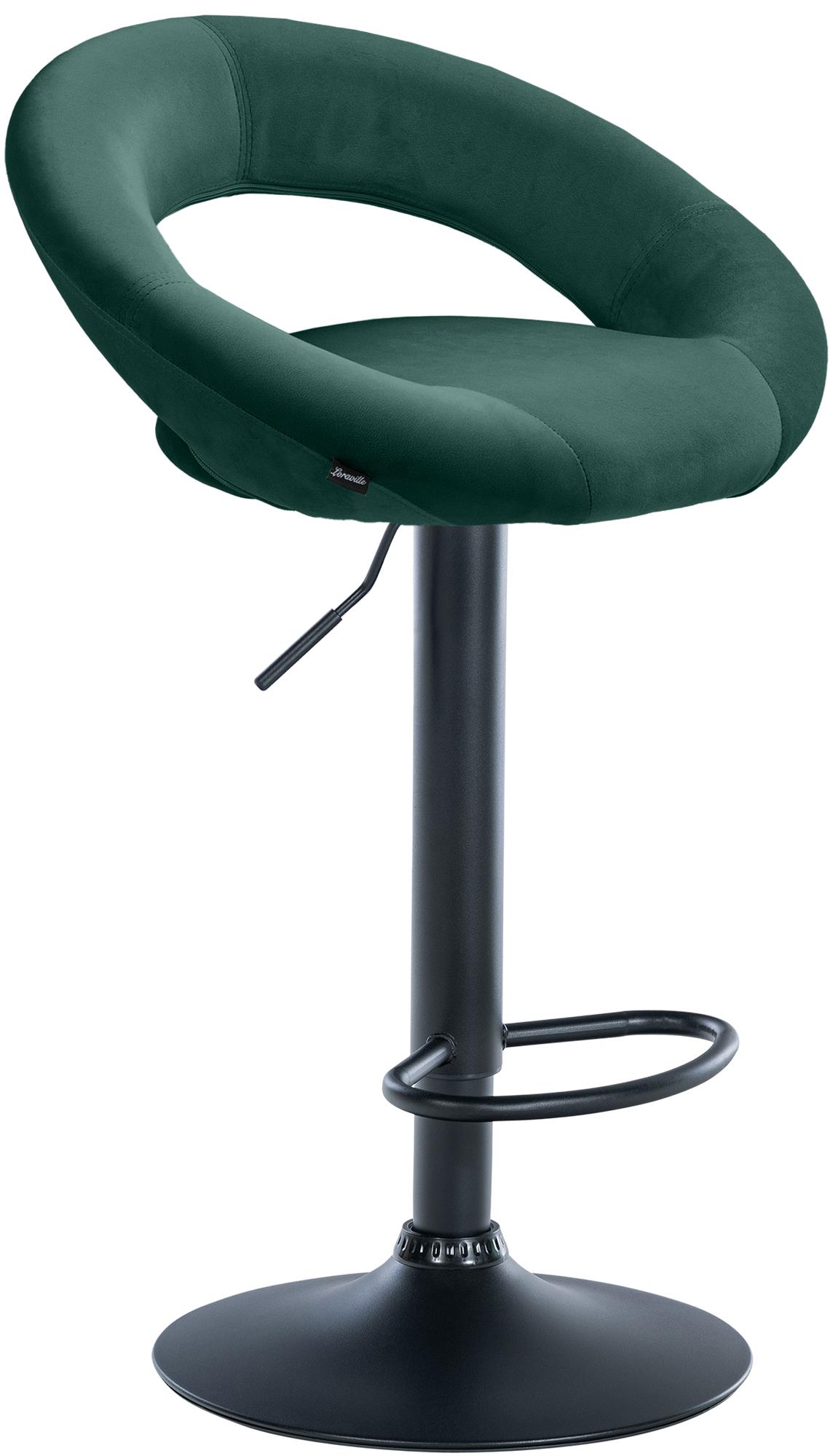 CLP Barhocker Olinda Samtbezug I Barstuhl h&ouml;henverstellbar und drehbar I Thekenhocker mit R&uuml;ckenlehne und Fu&szlig;st&uuml;tze 