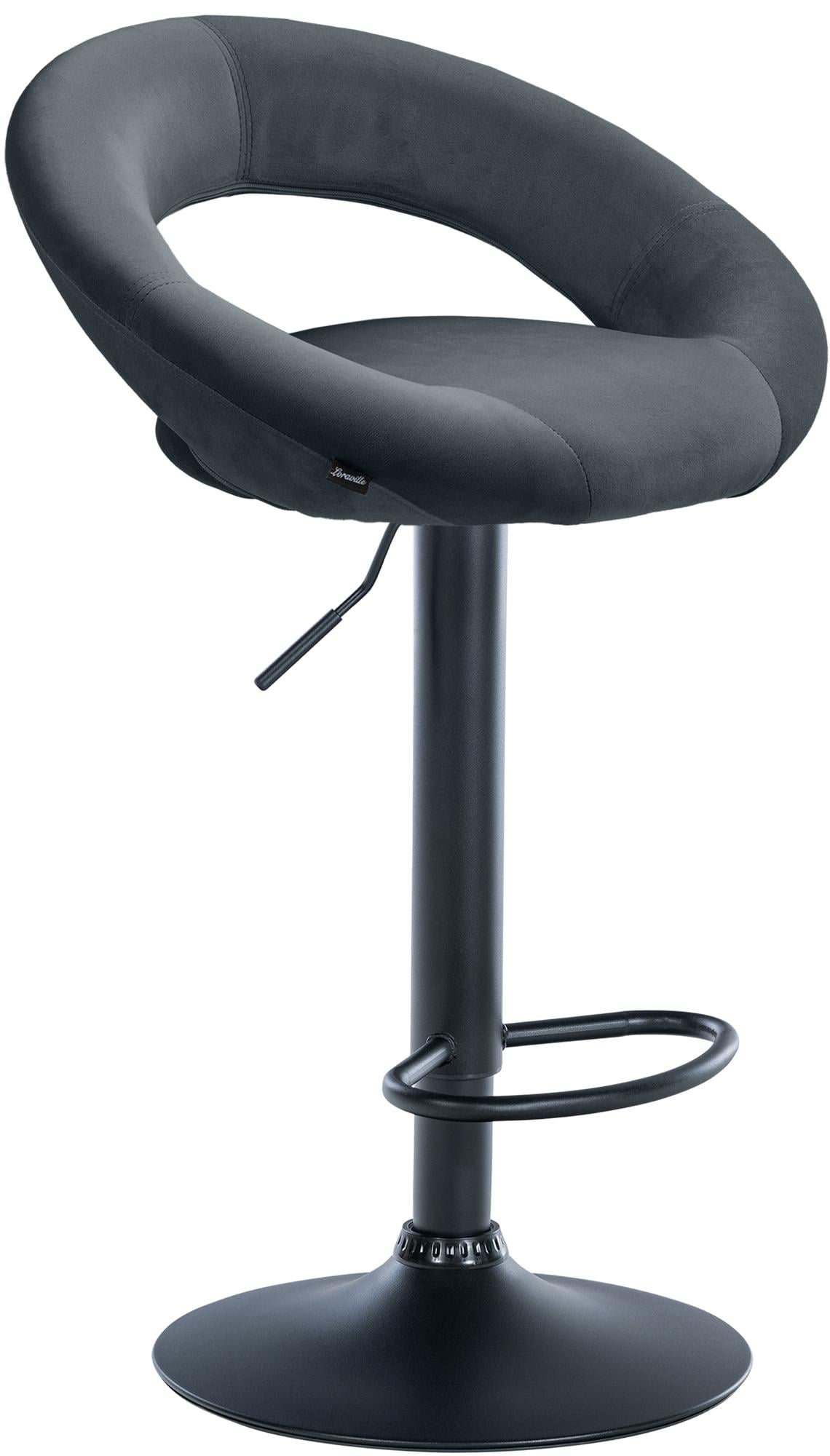 CLP Barhocker Olinda Samtbezug I Barstuhl h&ouml;henverstellbar und drehbar I Thekenhocker mit R&uuml;ckenlehne und Fu&szlig;st&uuml;tze 