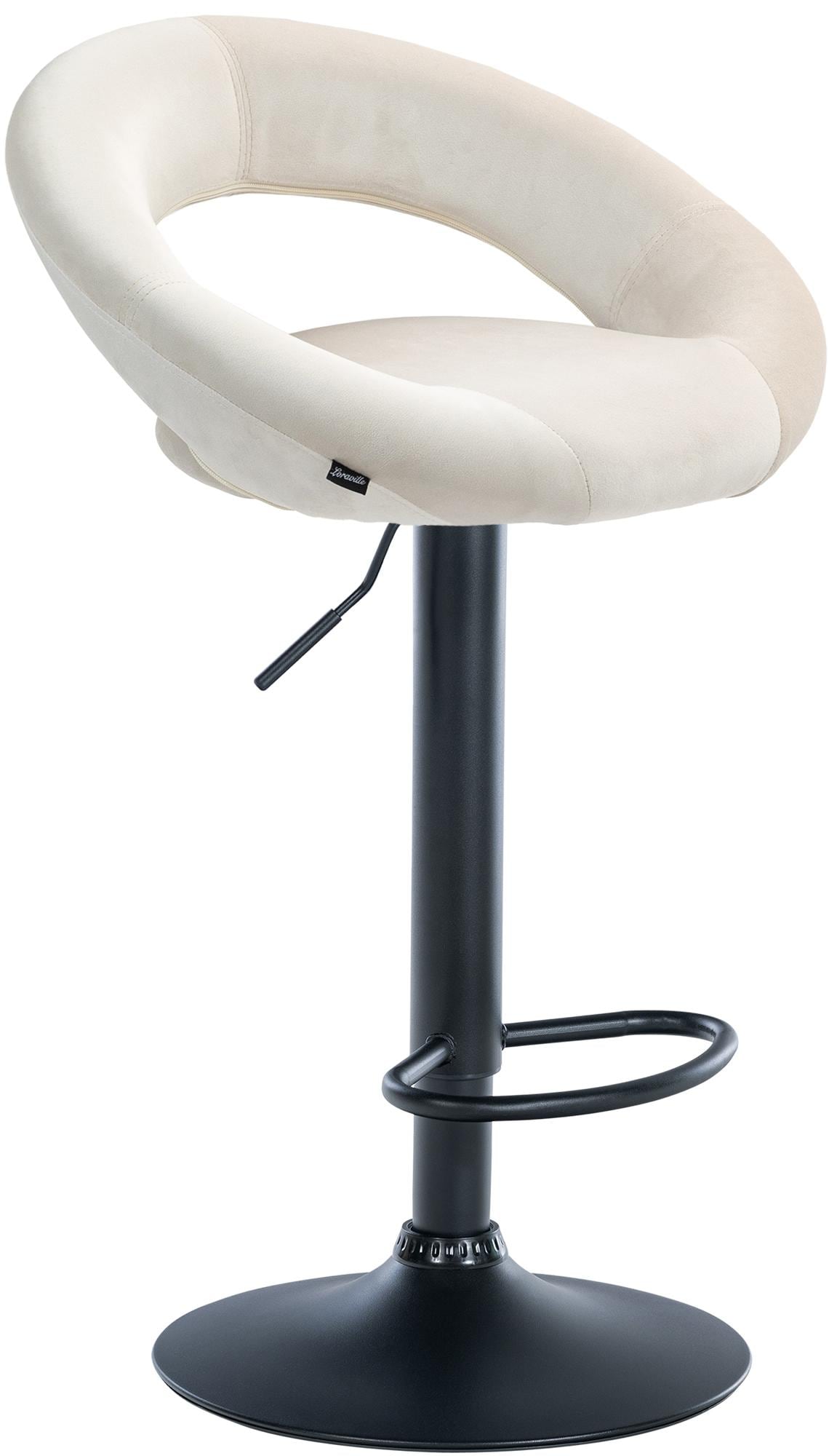 CLP Barhocker Olinda Samtbezug I Barstuhl h&ouml;henverstellbar und drehbar I Thekenhocker mit R&uuml;ckenlehne und Fu&szlig;st&uuml;tze 