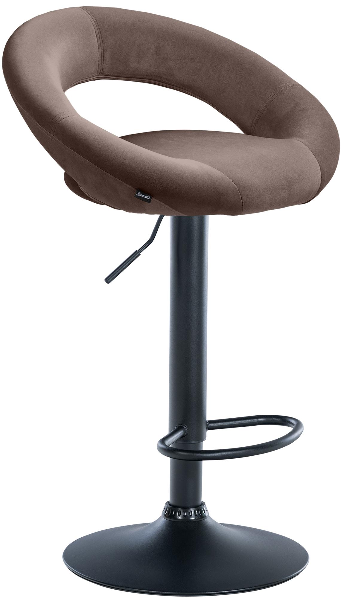 CLP Barhocker Olinda Samtbezug I Barstuhl h&ouml;henverstellbar und drehbar I Thekenhocker mit R&uuml;ckenlehne und Fu&szlig;st&uuml;tze 