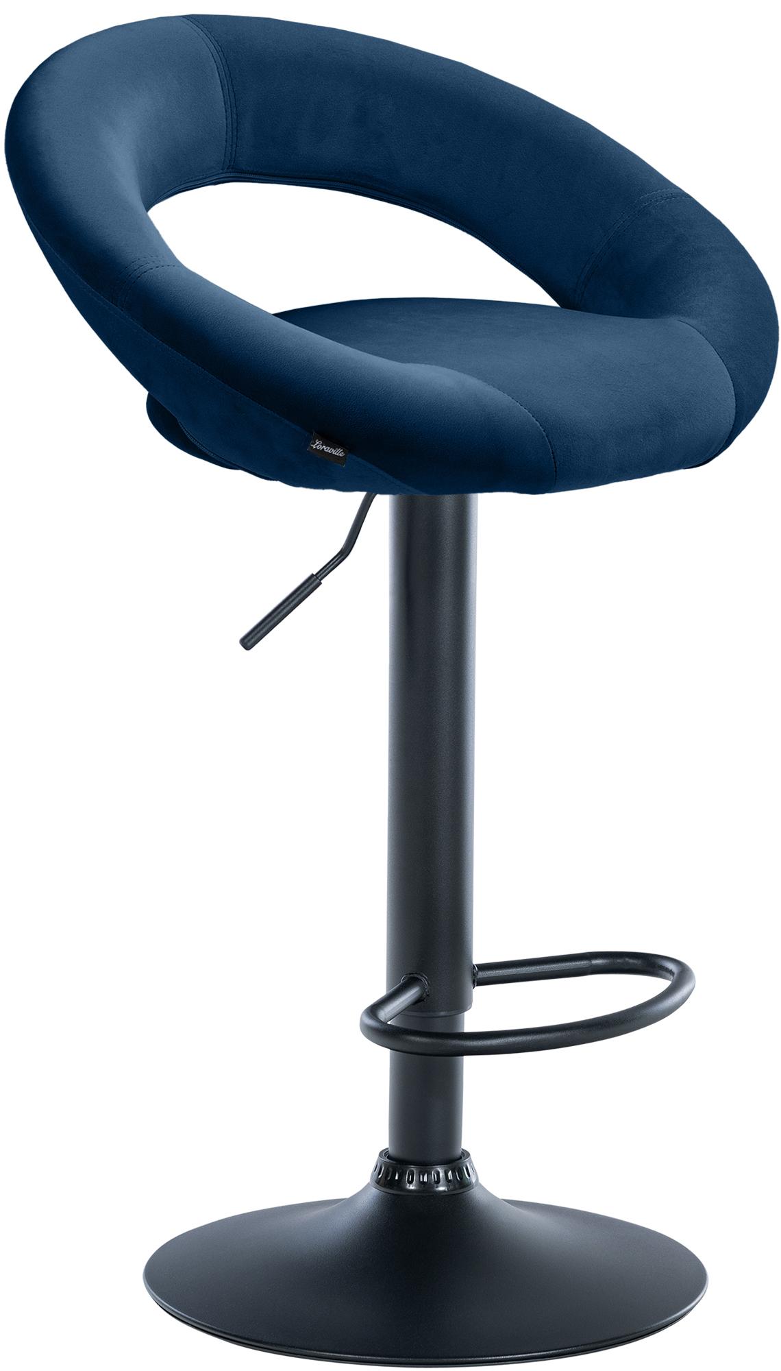 CLP Barhocker Olinda Samtbezug I Barstuhl h&ouml;henverstellbar und drehbar I Thekenhocker mit R&uuml;ckenlehne und Fu&szlig;st&uuml;tze 