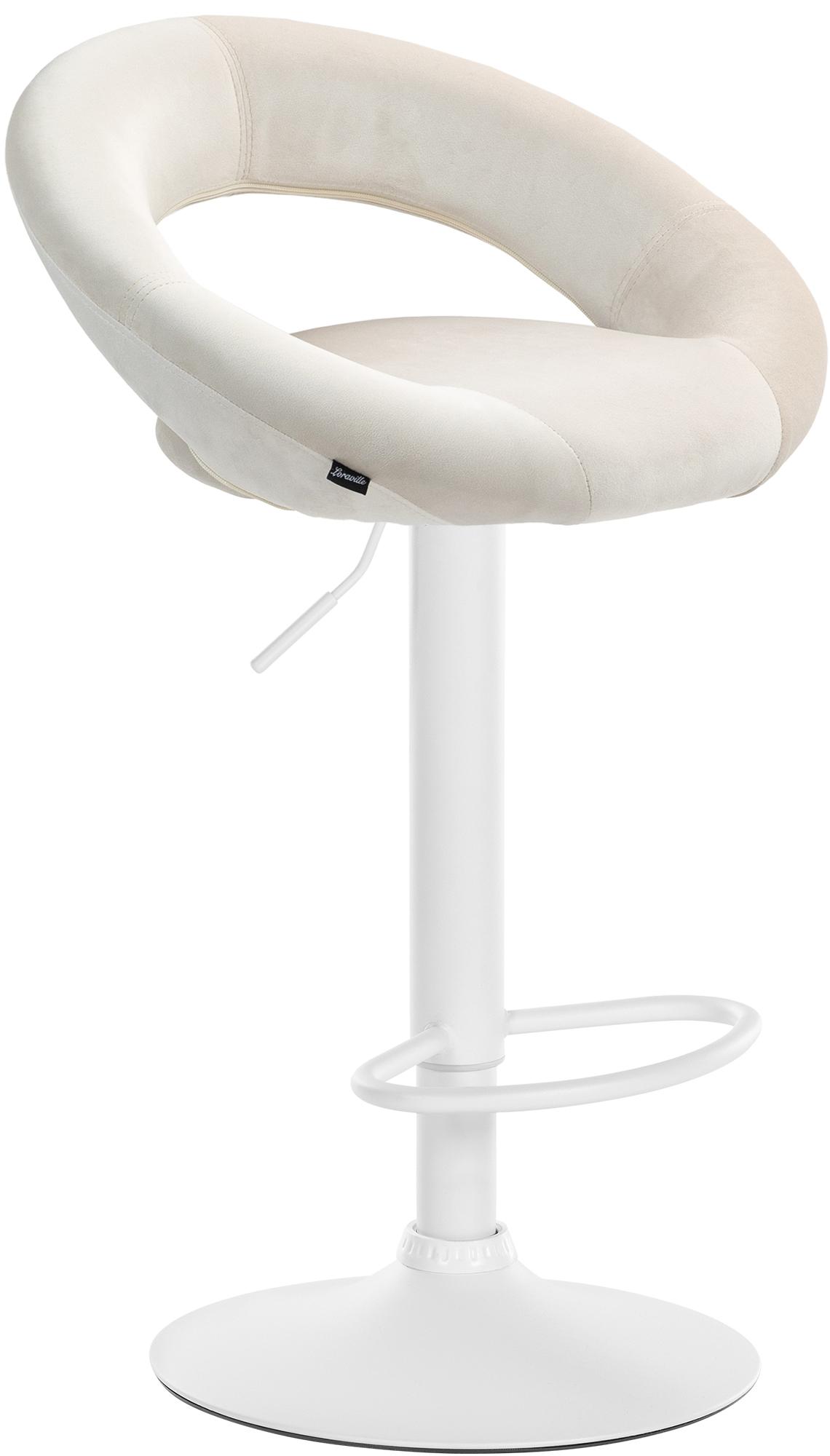 CLP Barhocker Olinda Samtbezug I Barstuhl h&ouml;henverstellbar und drehbar I Thekenhocker mit R&uuml;ckenlehne und Fu&szlig;st&uuml;tze 