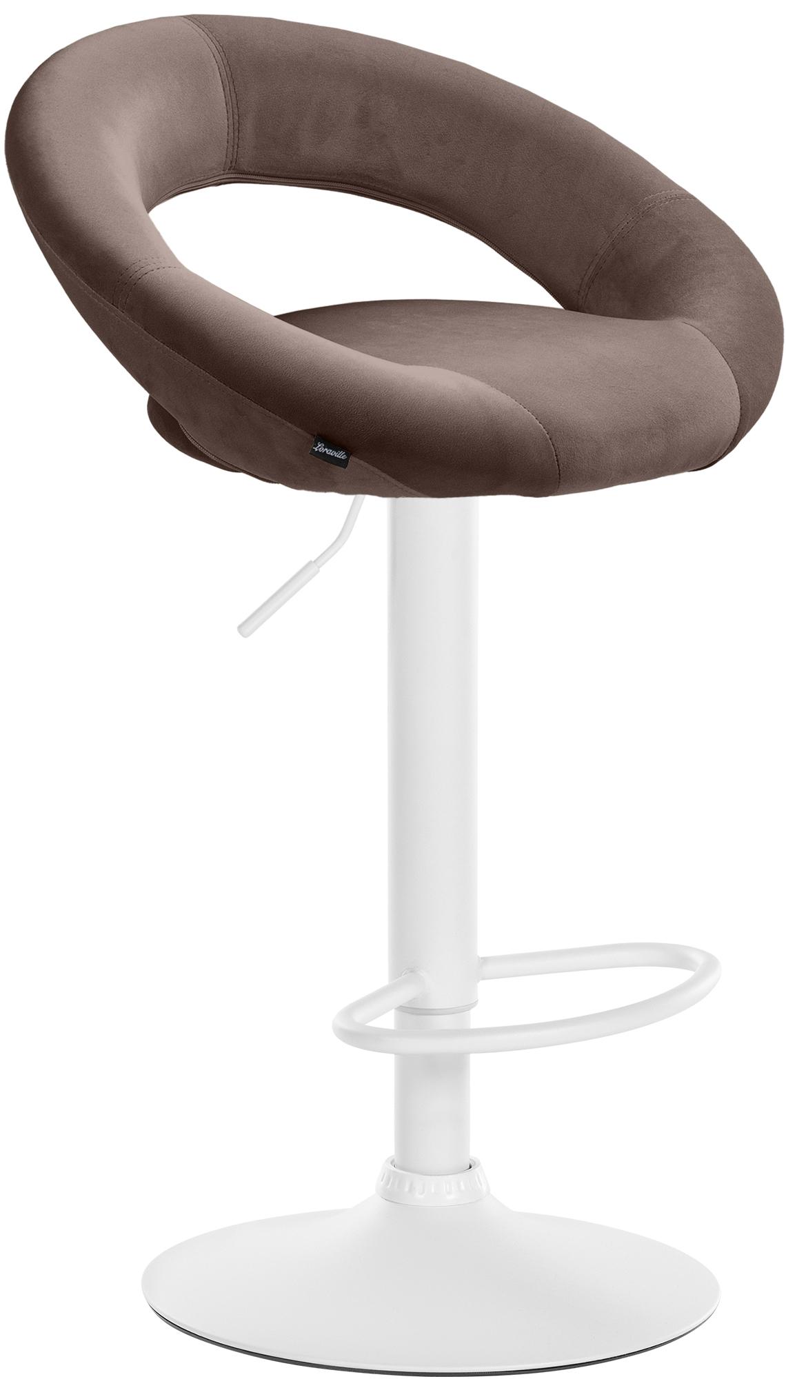 CLP Barhocker Olinda Samtbezug I Barstuhl h&ouml;henverstellbar und drehbar I Thekenhocker mit R&uuml;ckenlehne und Fu&szlig;st&uuml;tze 