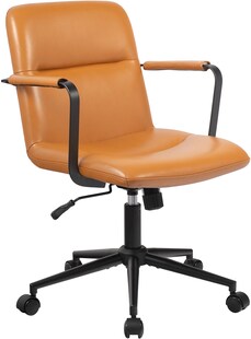 CLP Bürostuhl ergonomisch Hilda, höhenverstellbar drehbar, mit Kippmechanik und Armlehnen, Echtlederbezug, Schreibtischstuhl für Büro 