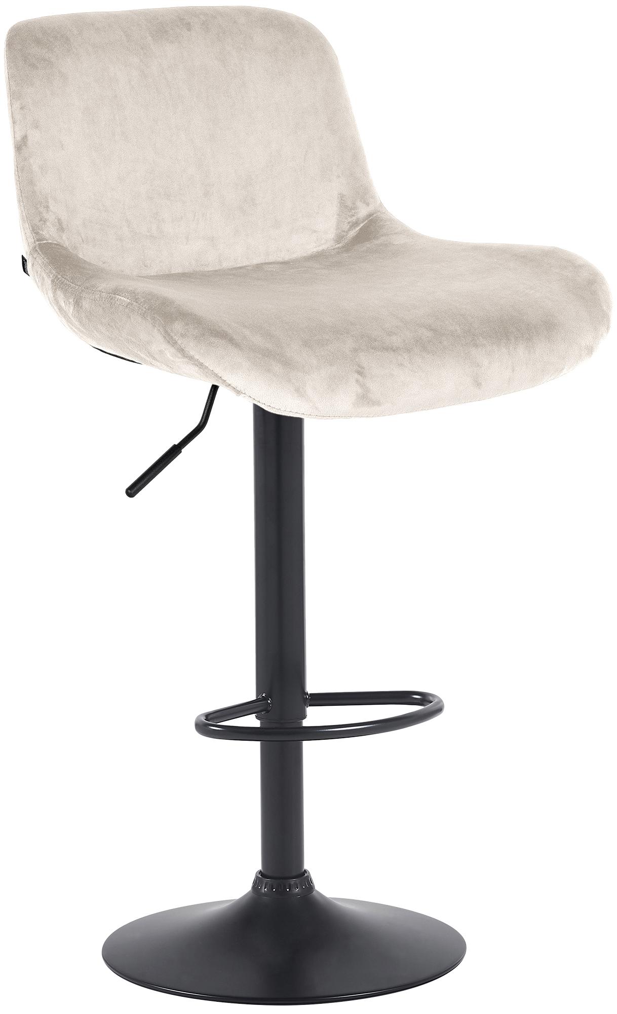 CLP Barhocker Solon Schwarz I Samtbezug oder Stoffbezug I Barstuhl h&ouml;henverstellbar und drehbar I gepolsterter Tresenhocker mit R&uuml;ckenlehne 