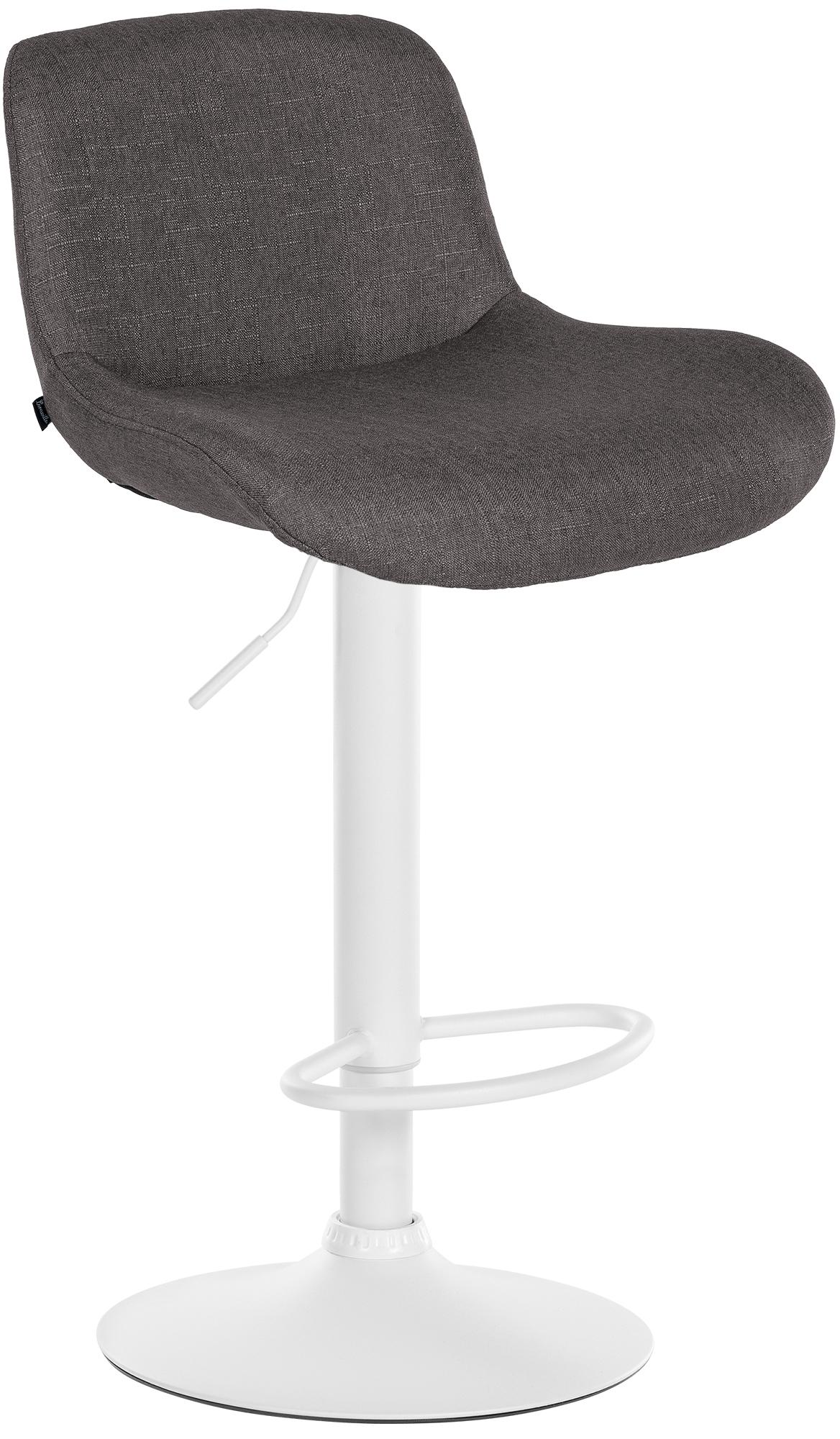 CLP Barhocker Solon Wei&szlig; I Samtbezug oder Stoffbezug I Barstuhl h&ouml;henverstellbar und drehbar I gepolsterter Tresenhocker mit R&uuml;ckenlehne 