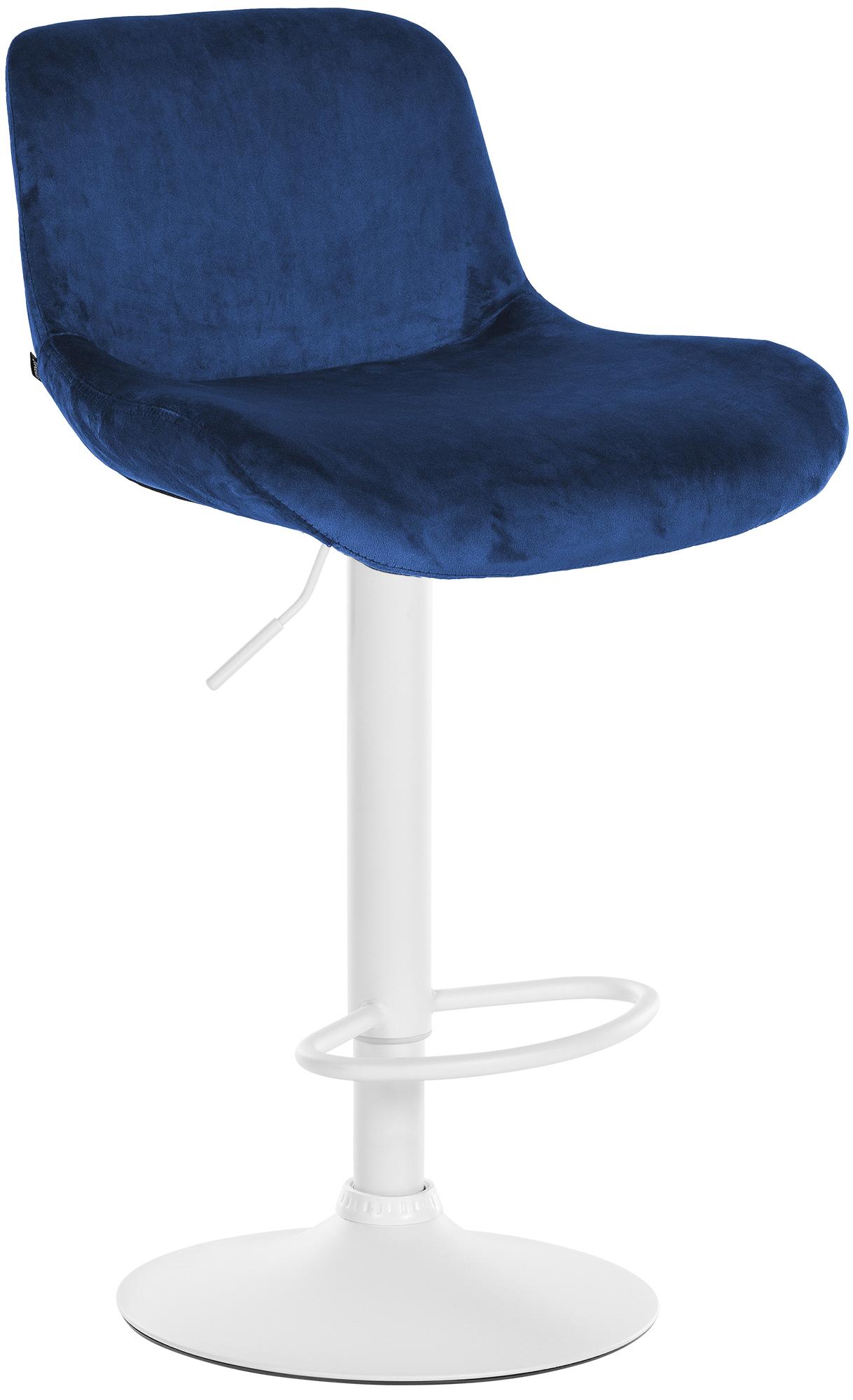 CLP Barhocker Solon Wei&szlig; I Samtbezug oder Stoffbezug I Barstuhl h&ouml;henverstellbar und drehbar I gepolsterter Tresenhocker mit R&uuml;ckenlehne 