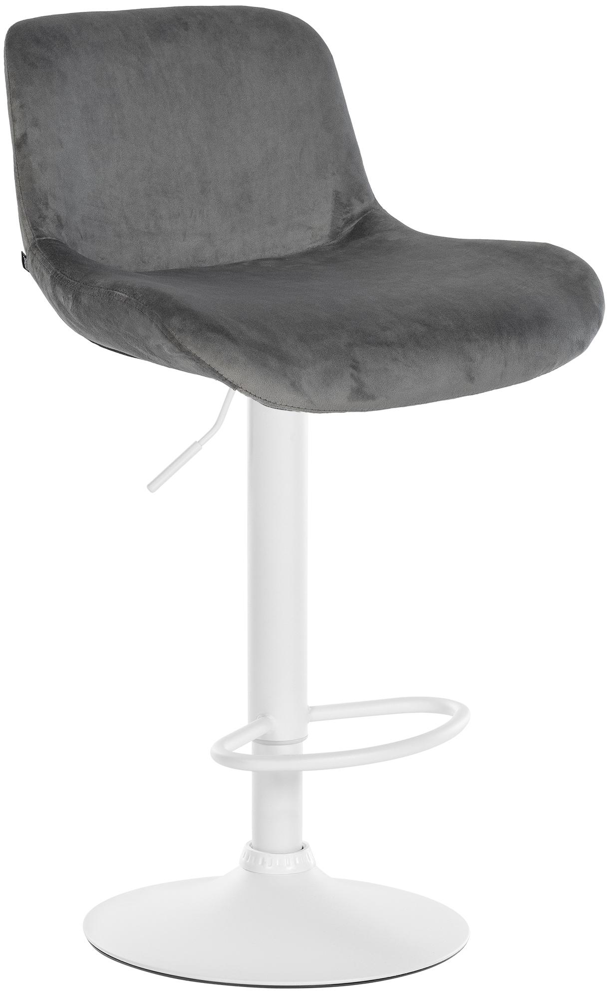 CLP Barhocker Solon Wei&szlig; I Samtbezug oder Stoffbezug I Barstuhl h&ouml;henverstellbar und drehbar I gepolsterter Tresenhocker mit R&uuml;ckenlehne 