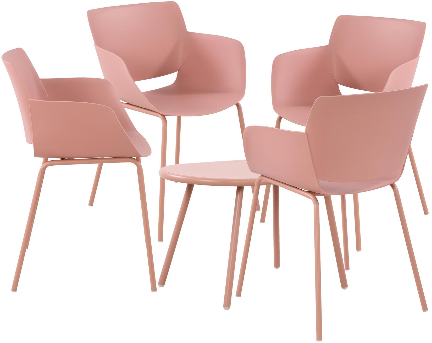 CLP Sitzgruppe Velvena 4er - Farbe: pink, Set-Inhalt: 4 Stühle