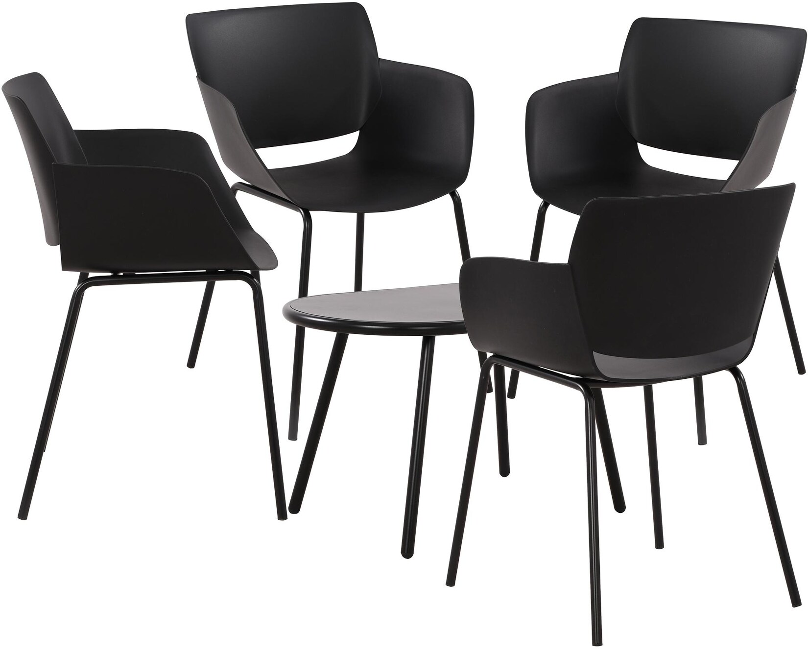 CLP Sitzgruppe Velvena 4er Farbe: schwarz, Set-Inhalt: 4 Stühle