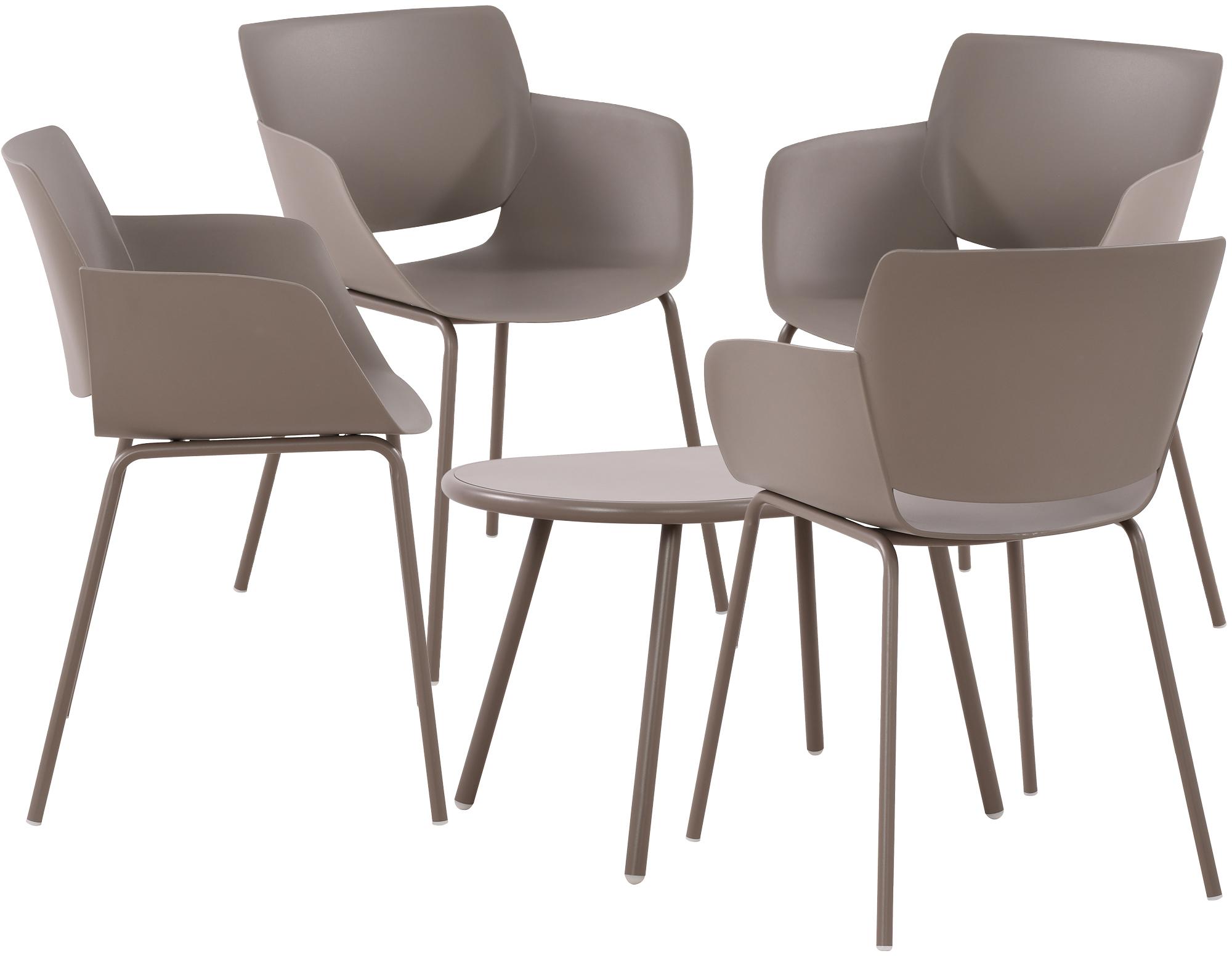 CLP Sitzgruppe Velvena f&uuml;r den Garten I Set aus Tisch Velva und St&uuml;hlen Alpena I Outdoor-Set wetterfest und UV-best&auml;ndig I Gartenm&ouml;bel 