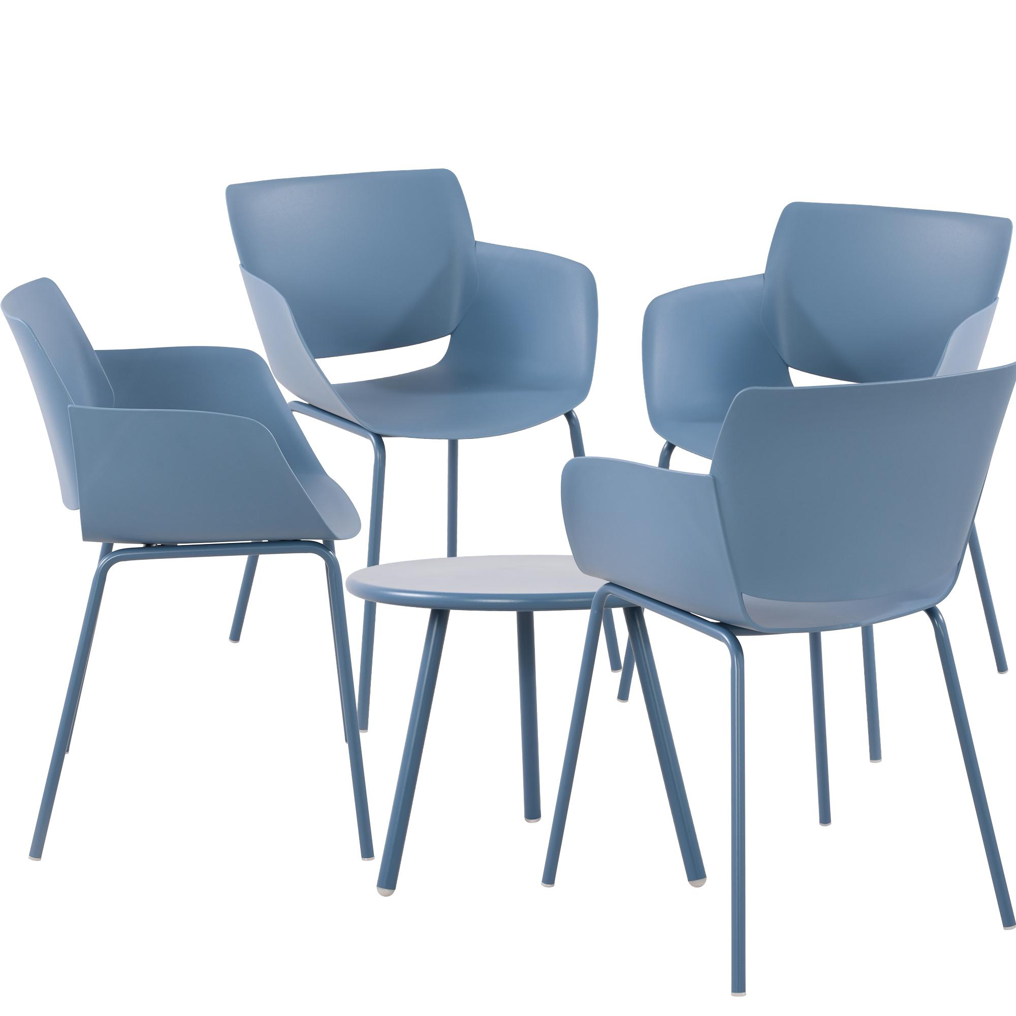 CLP Sitzgruppe Minota f&uuml;r den Garten I Set aus Tisch Minot und St&uuml;hlen Alpena I Outdoor-Set wetterfest und UV-best&auml;ndig I Gartenm&ouml;bel 