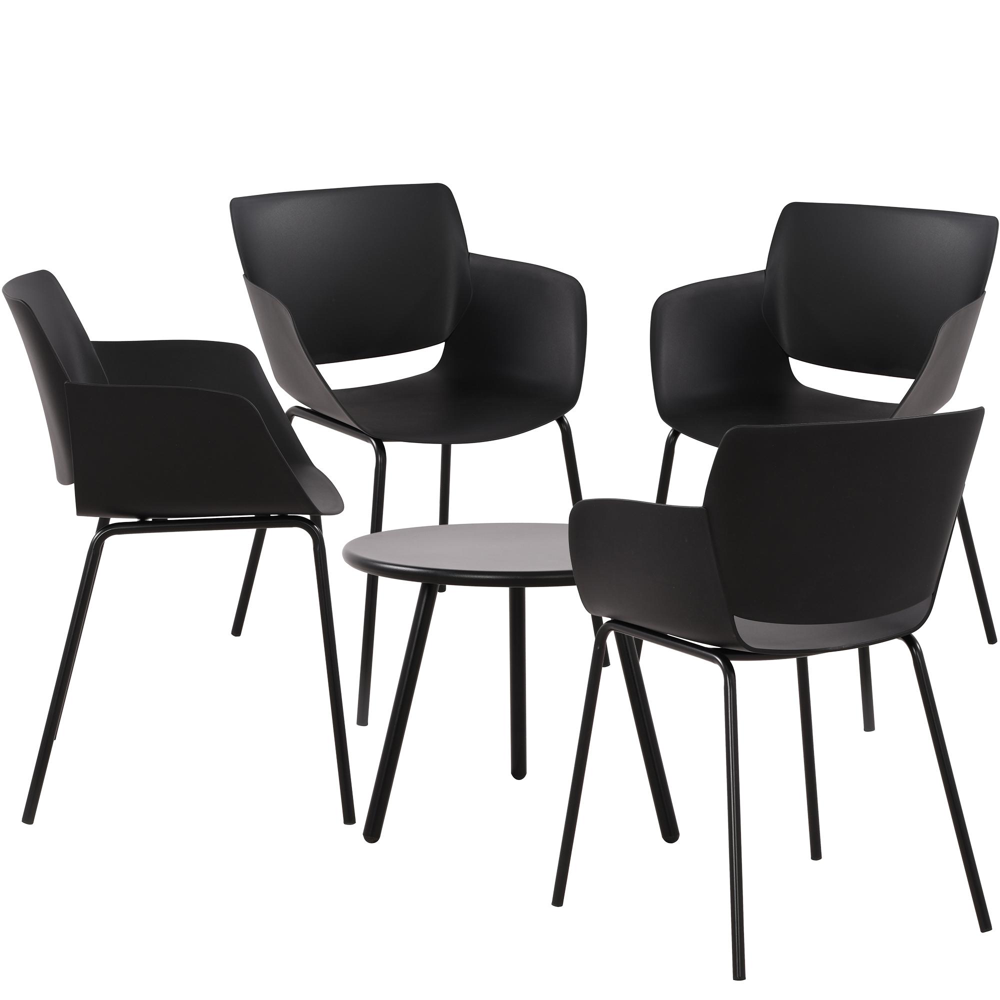 CLP Sitzgruppe Minota f&uuml;r den Garten I Set aus Tisch Minot und St&uuml;hlen Alpena I Outdoor-Set wetterfest und UV-best&auml;ndig I Gartenm&ouml;bel 