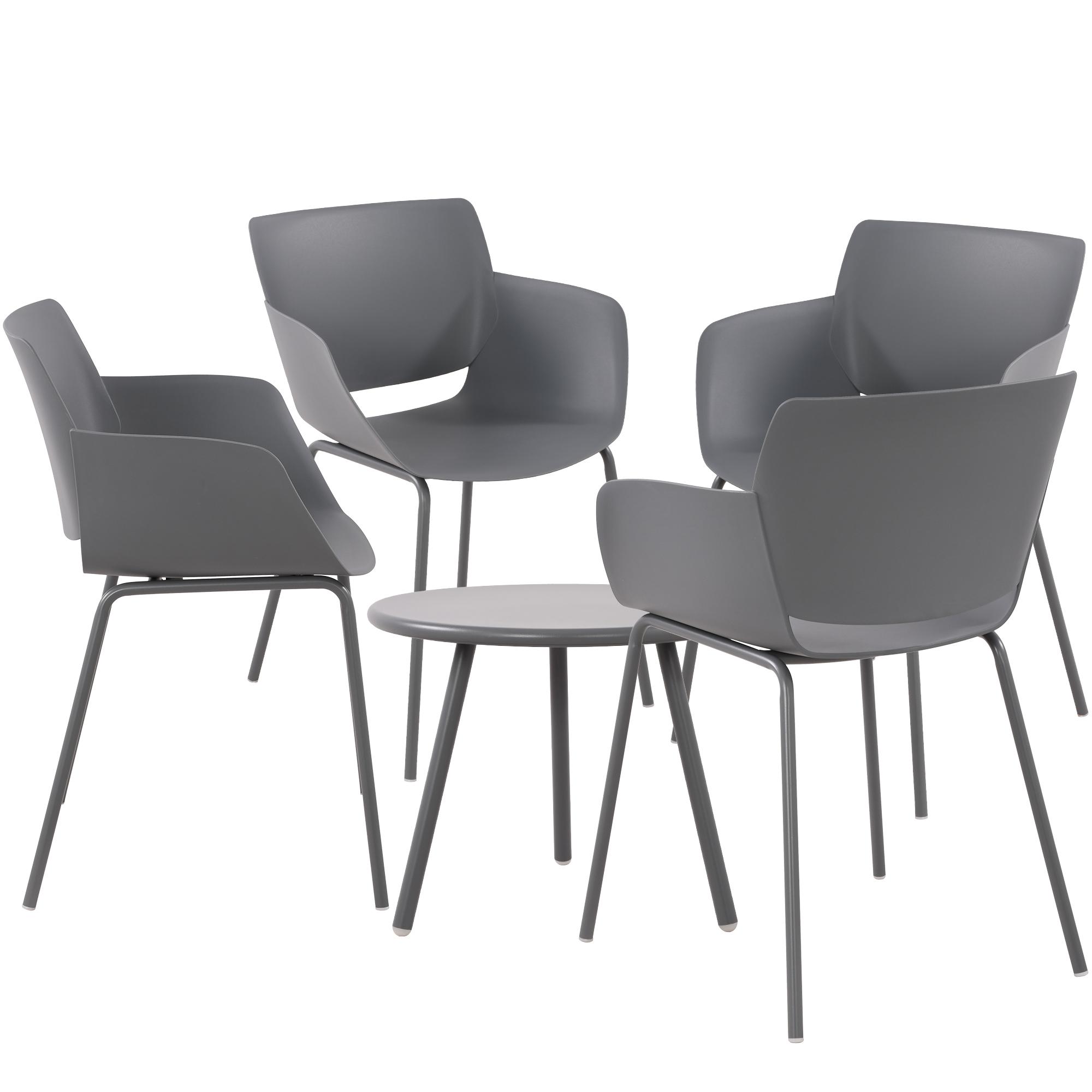 CLP Sitzgruppe Berena f&uuml;r den Garten I Set aus Tisch Berea und St&uuml;hlen Alpena I Outdoor-Set wetterfest und UV-best&auml;ndig I Gartenm&ouml;bel 