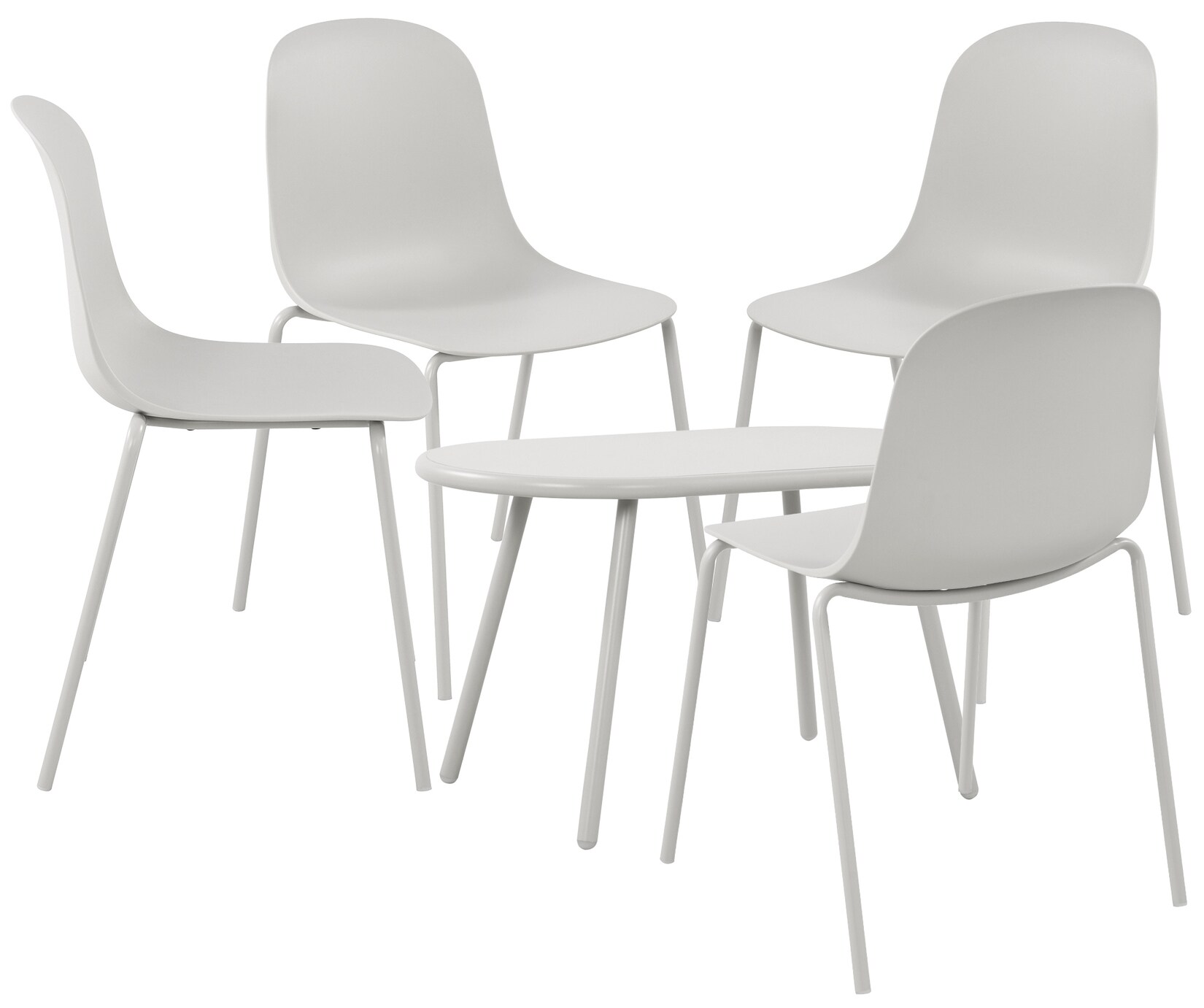 CLP 4er Sitzgruppe Veldin I Garten-Set 4x Stuhl stapelbar und 1x Tisch I Outdoor-Set wetterfest und UV-beständig I Gartenmöbel