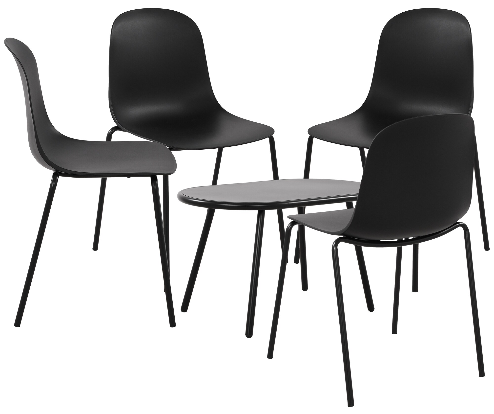 CLP 4er Sitzgruppe Veldin I Garten-Set 4x Stuhl stapelbar und 1x Tisch I Outdoor-Set wetterfest und UV-best&auml;ndig I Gartenm&ouml;bel 