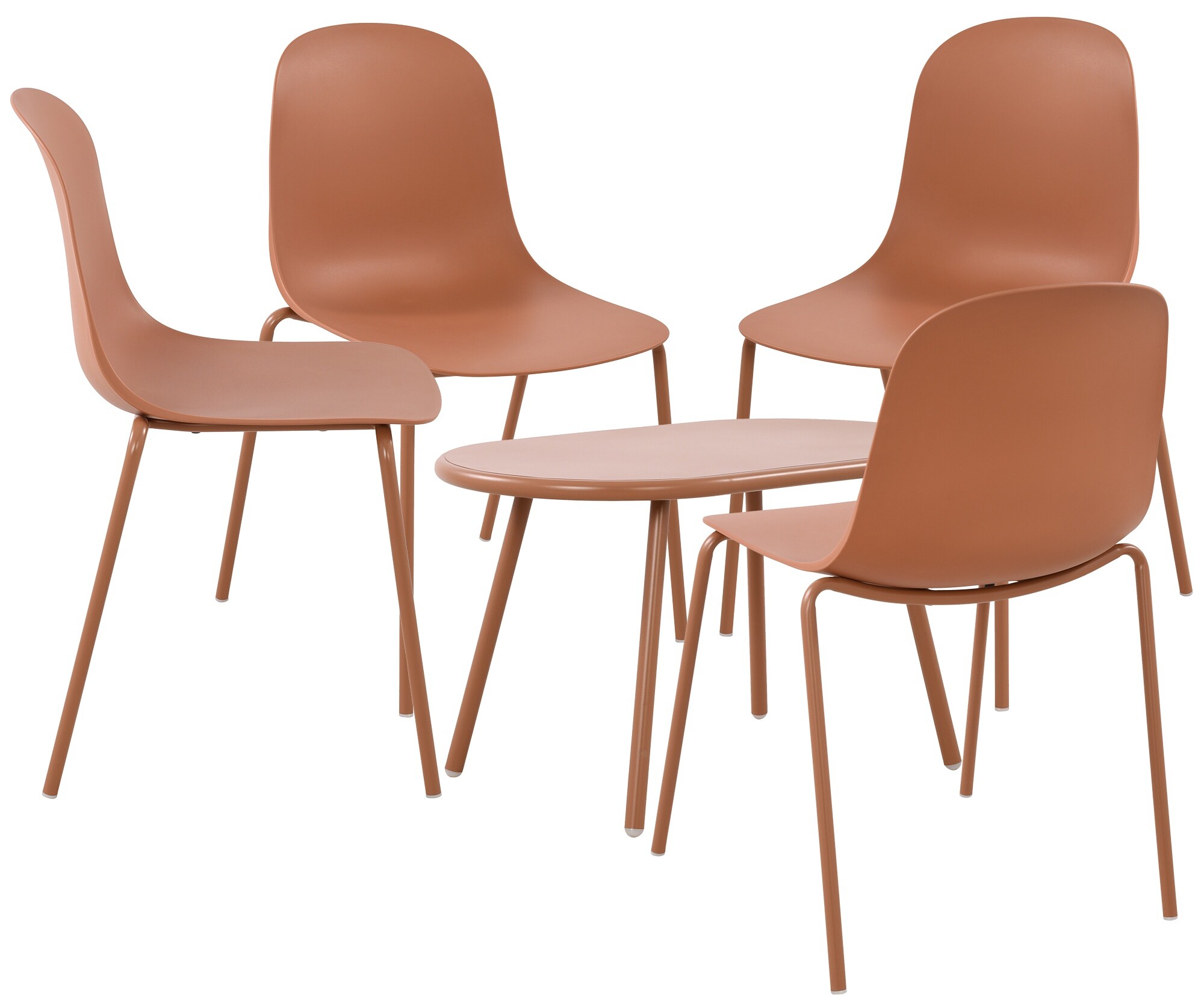 CLP 4er Sitzgruppe Veldin I Garten-Set 4x Stuhl stapelbar und 1x Tisch I Outdoor-Set wetterfest und UV-best&auml;ndig I Gartenm&ouml;bel 