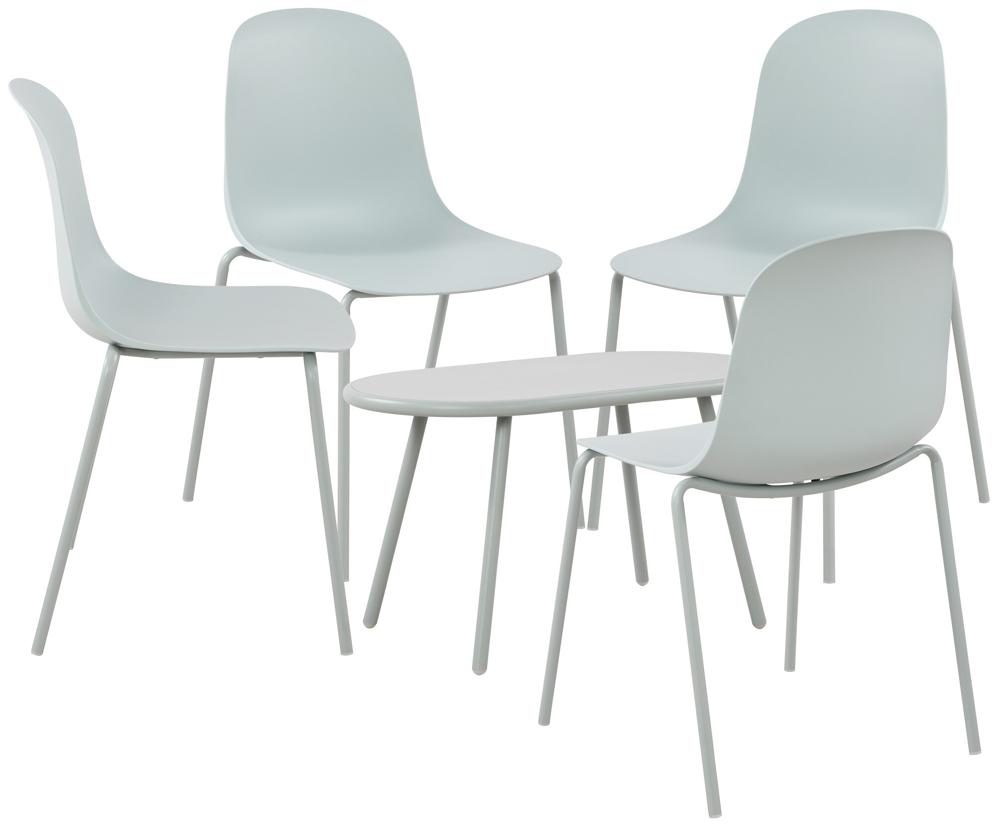 CLP 4er Sitzgruppe Veldin I Garten-Set 4x Stuhl stapelbar und 1x Tisch I Outdoor-Set wetterfest und UV-best&auml;ndig I Gartenm&ouml;bel 