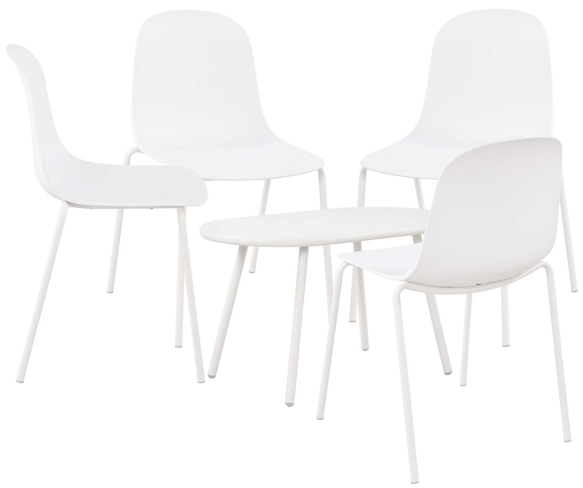 CLP 4er Sitzgruppe Veldin I Garten-Set 4x Stuhl stapelbar und 1x Tisch I Outdoor-Set wetterfest und UV-best&auml;ndig I Gartenm&ouml;bel 