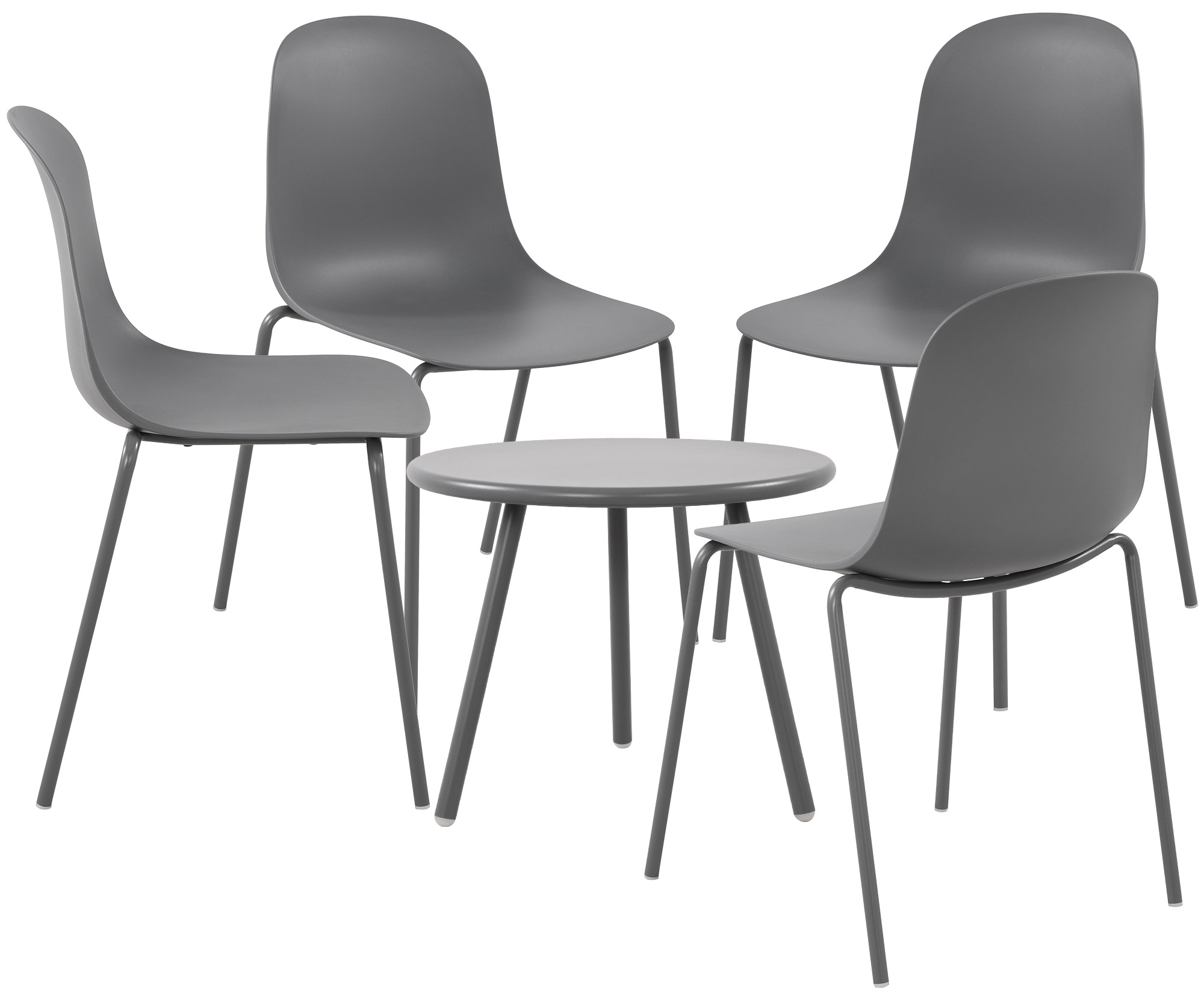 CLP 4er Sitzgruppe Mindin I Garten-Set 4x Stuhl stapelbar und 1x Tisch I Outdoor-Set wetterfest und UV-best&auml;ndig I Gartenm&ouml;bel 