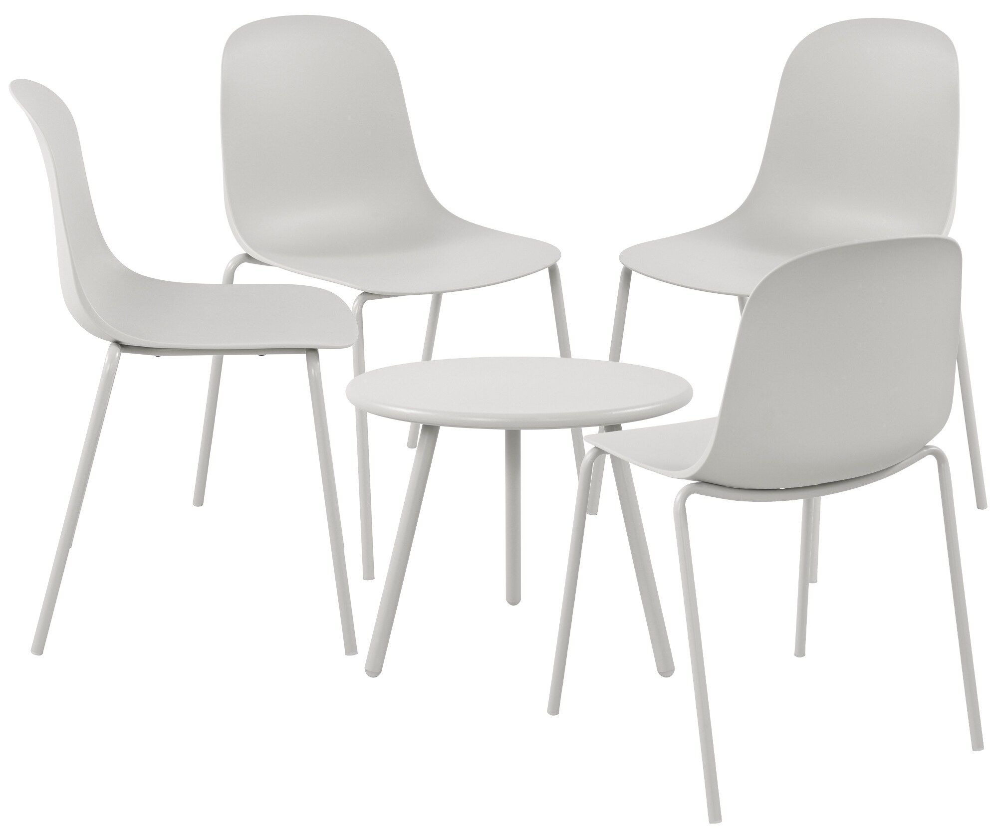 CLP 4er Sitzgruppe Mindin I Garten-Set 4x Stuhl stapelbar und 1x Tisch I Outdoor-Set wetterfest und UV-best&auml;ndig I Gartenm&ouml;bel 