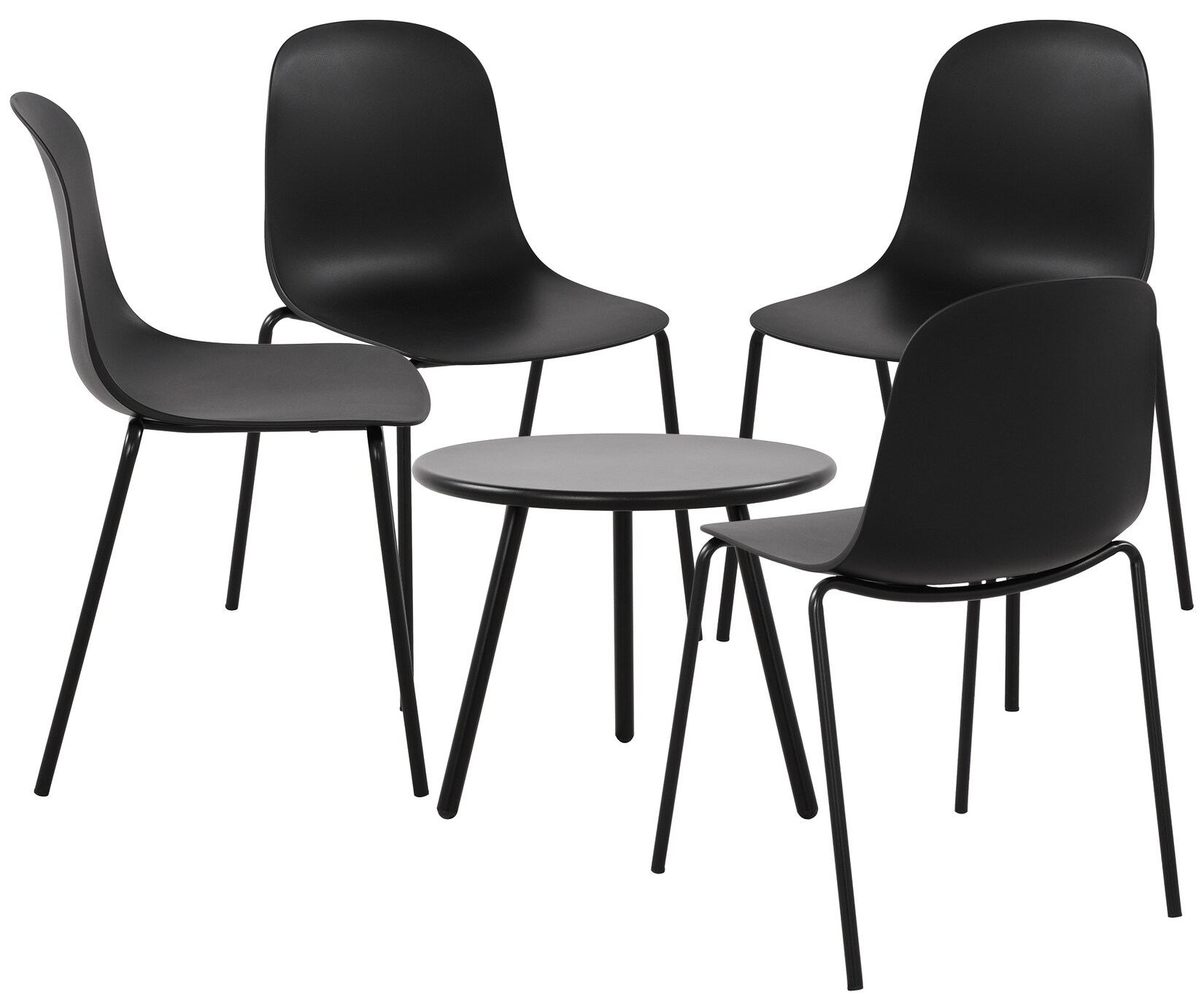 CLP 4er Sitzgruppe Mindin I Garten-Set 4x Stuhl stapelbar und 1x Tisch I Outdoor-Set wetterfest und UV-beständig I Gartenmöbel
