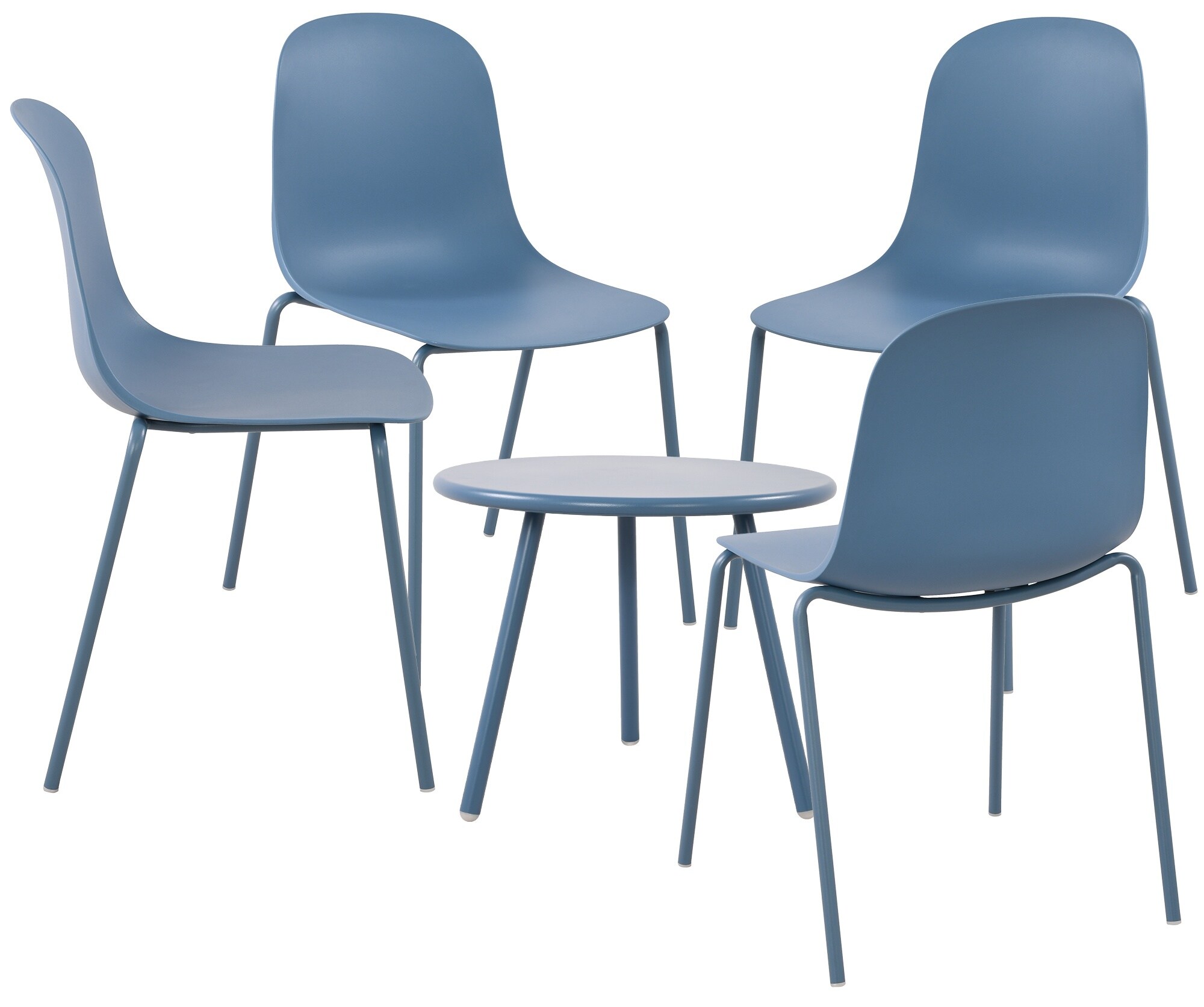 CLP 4er Sitzgruppe Berdin I Garten-Set 4x Stuhl stapelbar und 1x Tisch I Outdoor-Set wetterfest und UV-best&auml;ndig I Gartenm&ouml;bel 