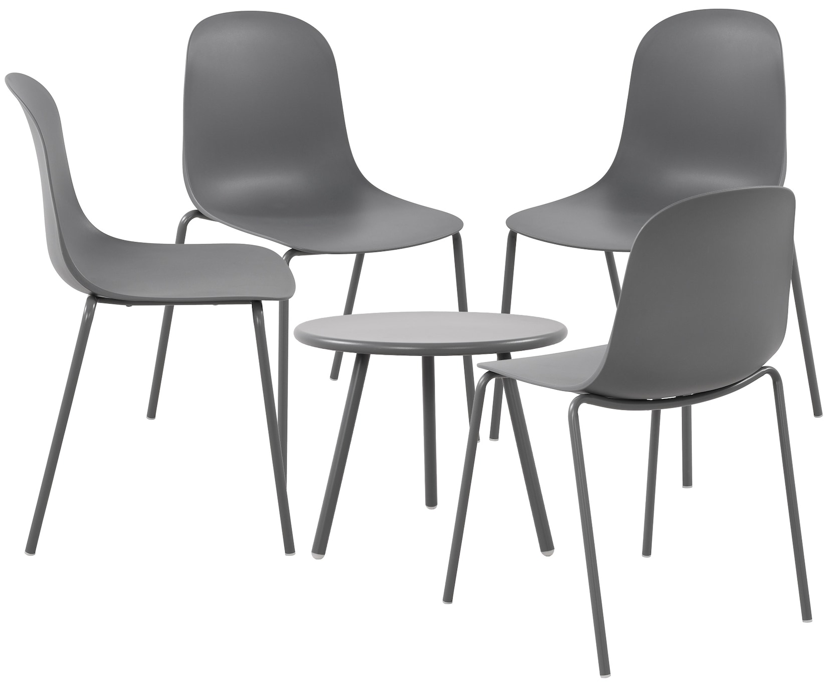 CLP 4er Sitzgruppe Berdin I Garten-Set 4x Stuhl stapelbar und 1x Tisch I Outdoor-Set wetterfest und UV-beständig I Gartenmöbel