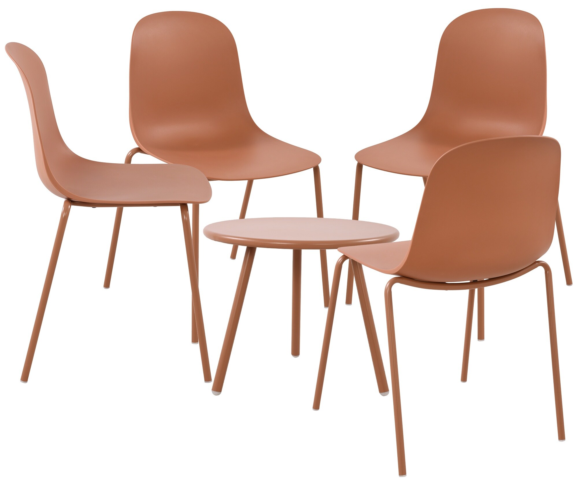 CLP 4er Sitzgruppe Berdin I Garten-Set 4x Stuhl stapelbar und 1x Tisch I Outdoor-Set wetterfest und UV-best&auml;ndig I Gartenm&ouml;bel 