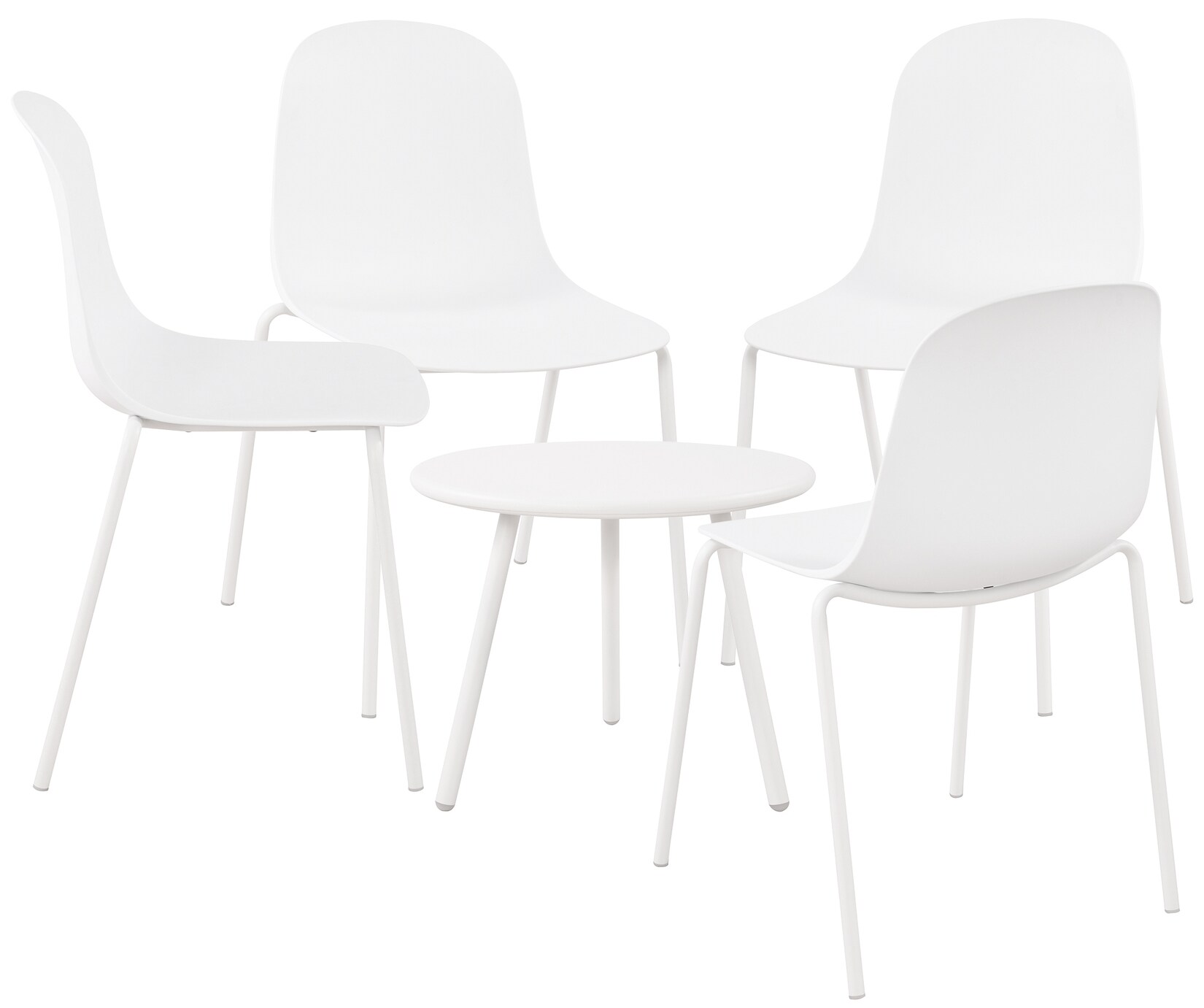 CLP 4er Sitzgruppe Berdin I Garten-Set 4x Stuhl stapelbar und 1x Tisch I Outdoor-Set wetterfest und UV-beständig I Gartenmöbel