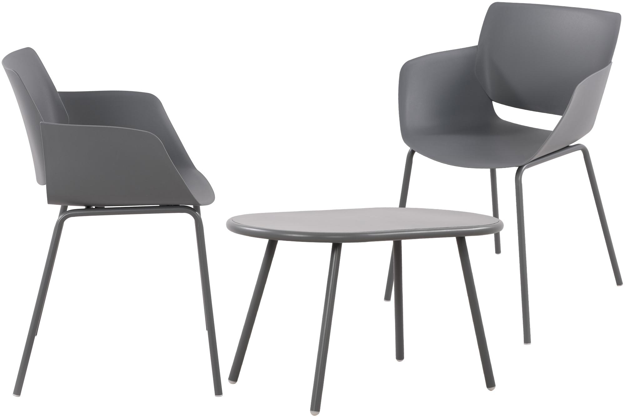 CLP Sitzgruppe Velvena f&uuml;r den Garten I Set aus Tisch Velva und St&uuml;hlen Alpena I Outdoor-Set wetterfest und UV-best&auml;ndig I Gartenm&ouml;bel 