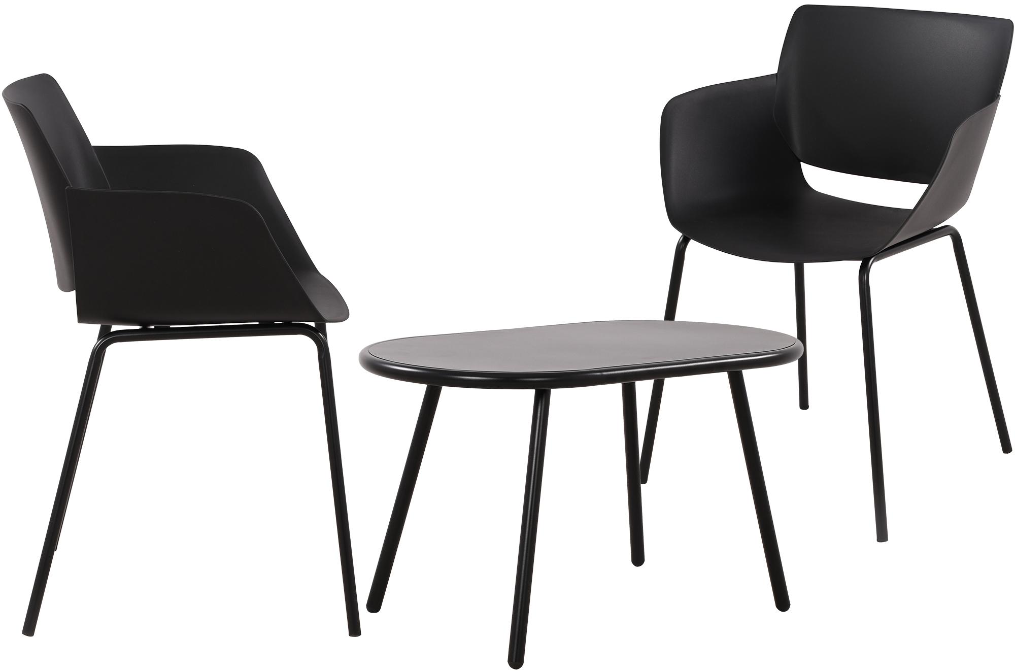 CLP Sitzgruppe Velvena f&uuml;r den Garten I Set aus Tisch Velva und St&uuml;hlen Alpena I Outdoor-Set wetterfest und UV-best&auml;ndig I Gartenm&ouml;bel 