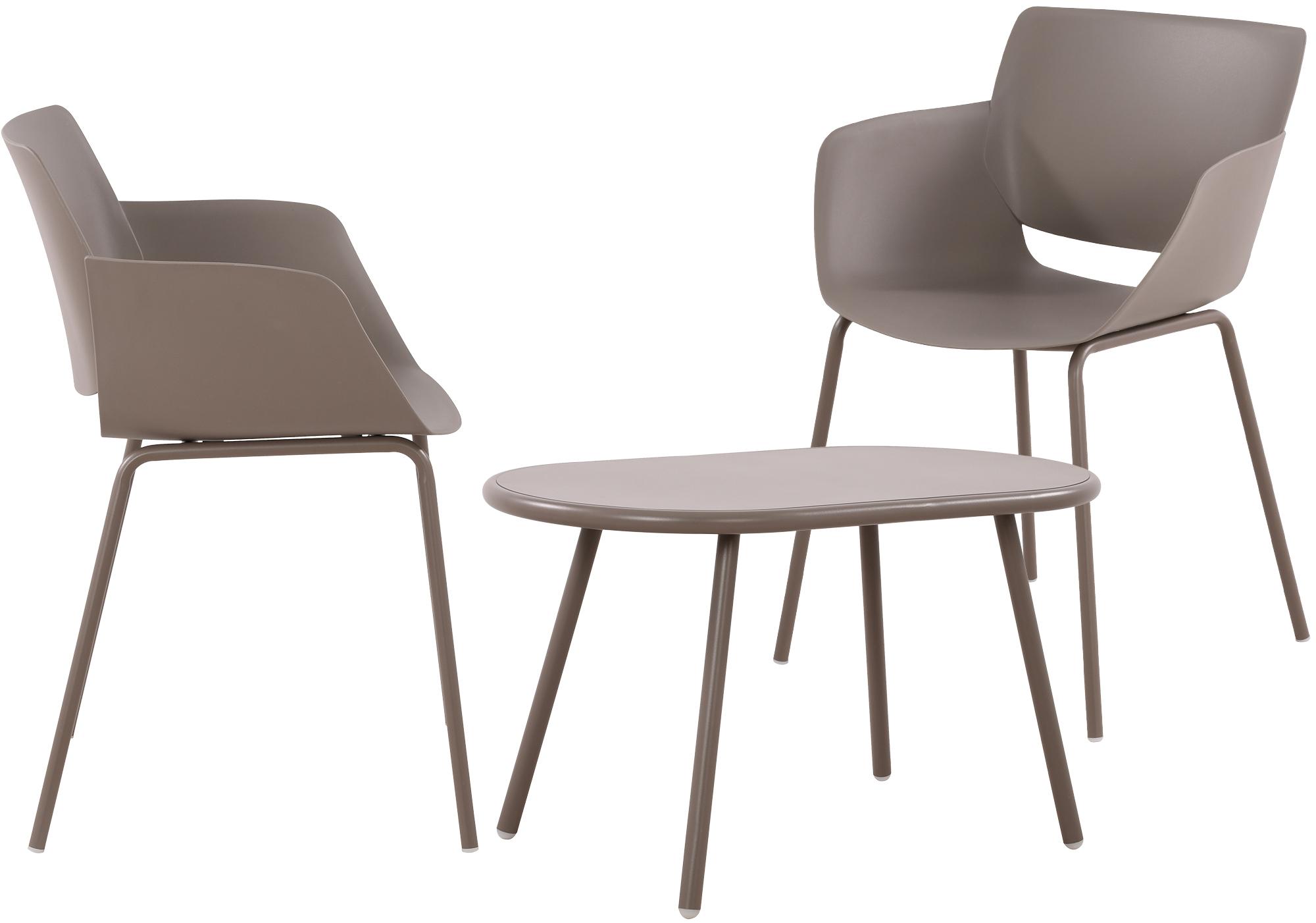 CLP Sitzgruppe Velvena f&uuml;r den Garten I Set aus Tisch Velva und St&uuml;hlen Alpena I Outdoor-Set wetterfest und UV-best&auml;ndig I Gartenm&ouml;bel 