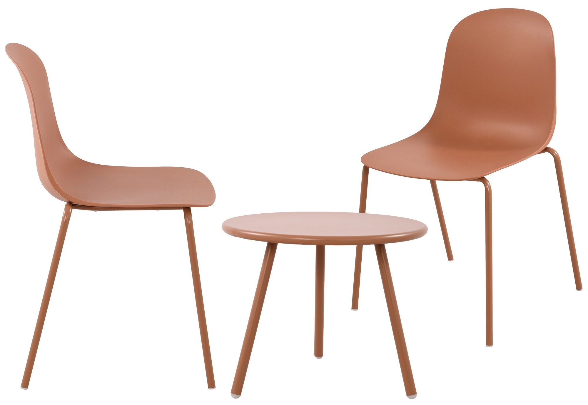 CLP 2er Sitzgruppe Mindin I Garten-Set 2x Stuhl stapelbar und 1x Tisch I Outdoor-Set wetterfest und UV-best&auml;ndig I Gartenm&ouml;bel 