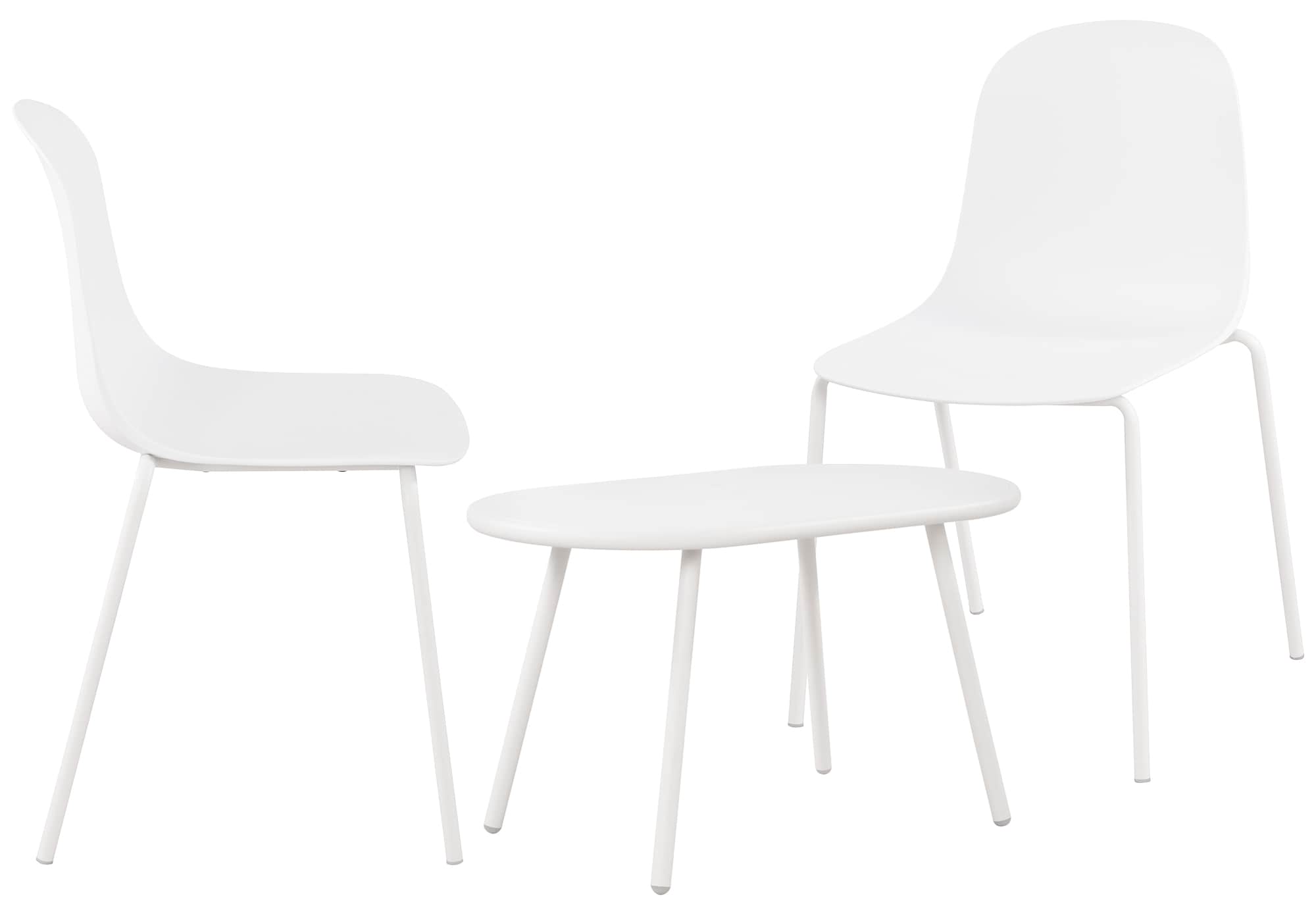 CLP 2er Sitzgruppe Veldin I Garten-Set 2x Stuhl stapelbar und 1x Tisch I Outdoor-Set wetterfest und UV-best&auml;ndig I Gartenm&ouml;bel 