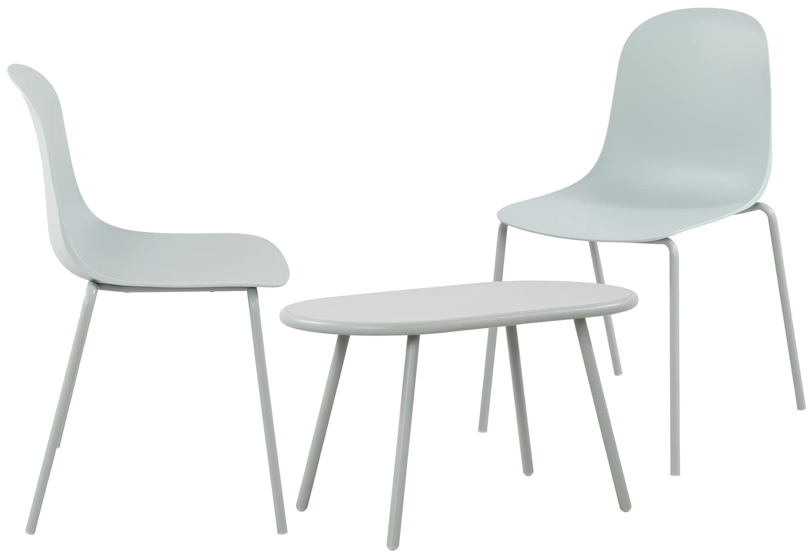 CLP 2er Sitzgruppe Veldin I Garten-Set 2x Stuhl stapelbar und 1x Tisch I Outdoor-Set wetterfest und UV-beständig I Gartenmöbel