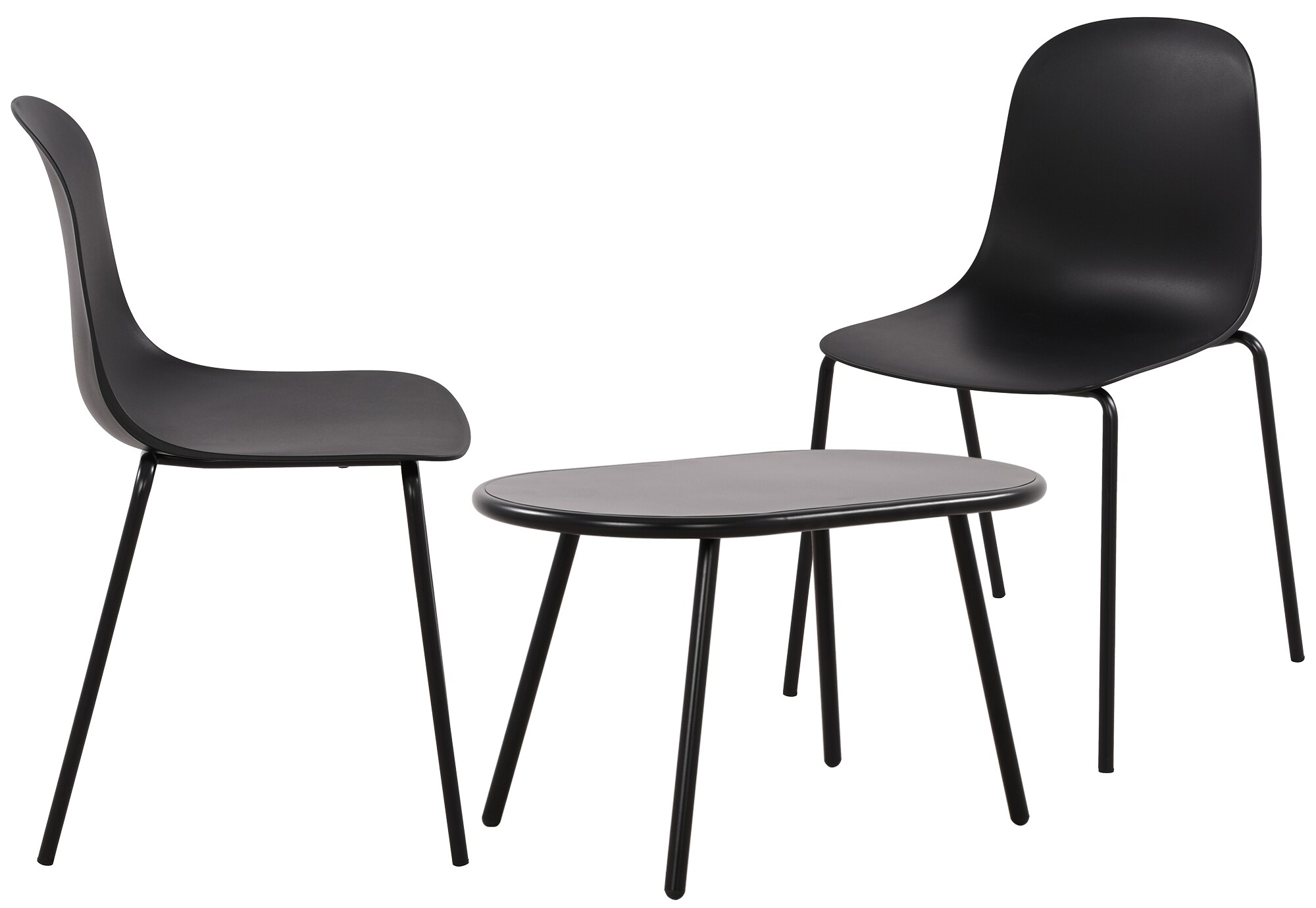 CLP 2er Sitzgruppe Veldin I Garten-Set 2x Stuhl stapelbar und 1x Tisch I Outdoor-Set wetterfest und UV-best&auml;ndig I Gartenm&ouml;bel 