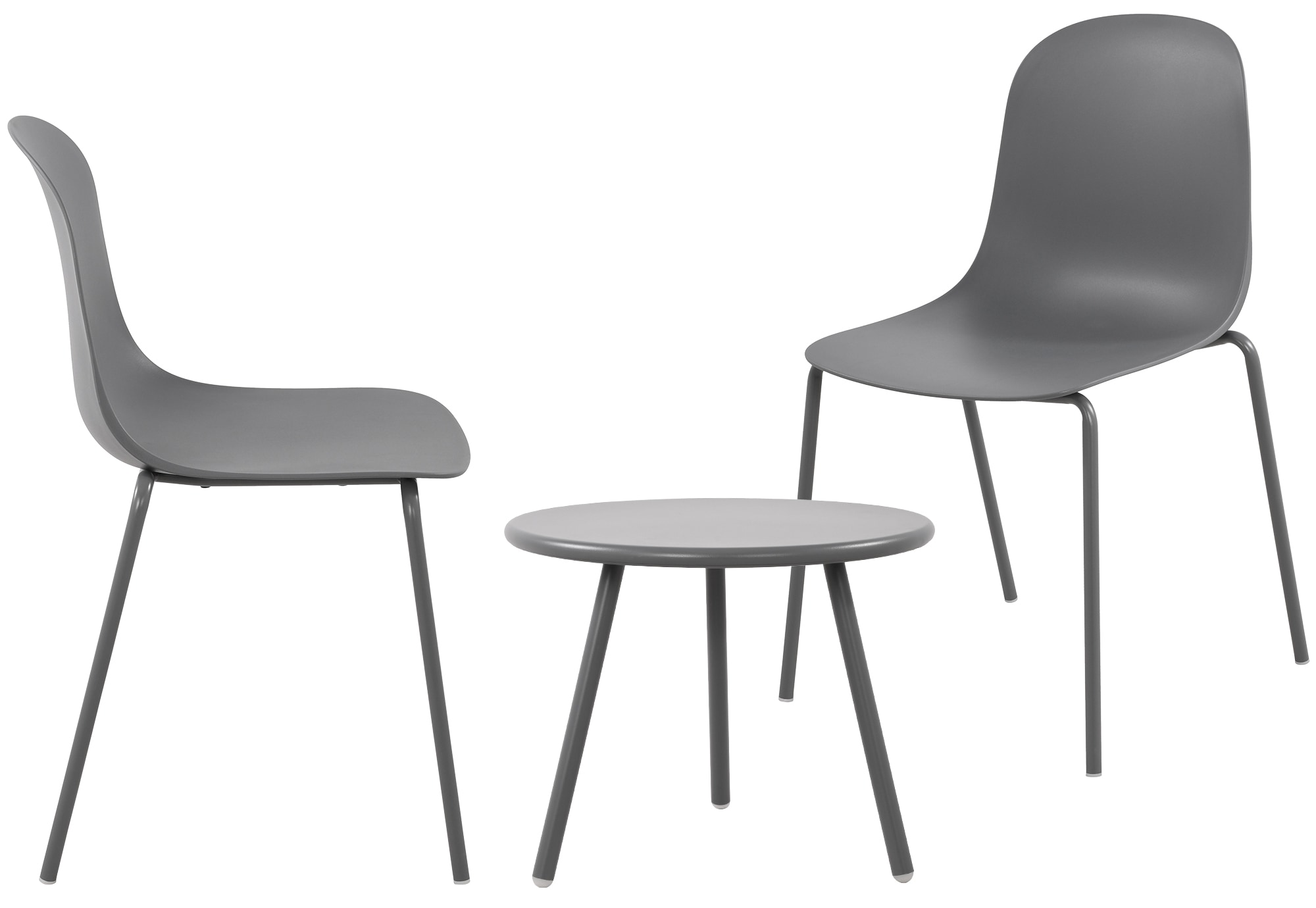 CLP 2er Sitzgruppe Berdin I Garten-Set 2x Stuhl stapelbar und 1x Tisch I Outdoor-Set wetterfest und UV-best&auml;ndig I Gartenm&ouml;bel 