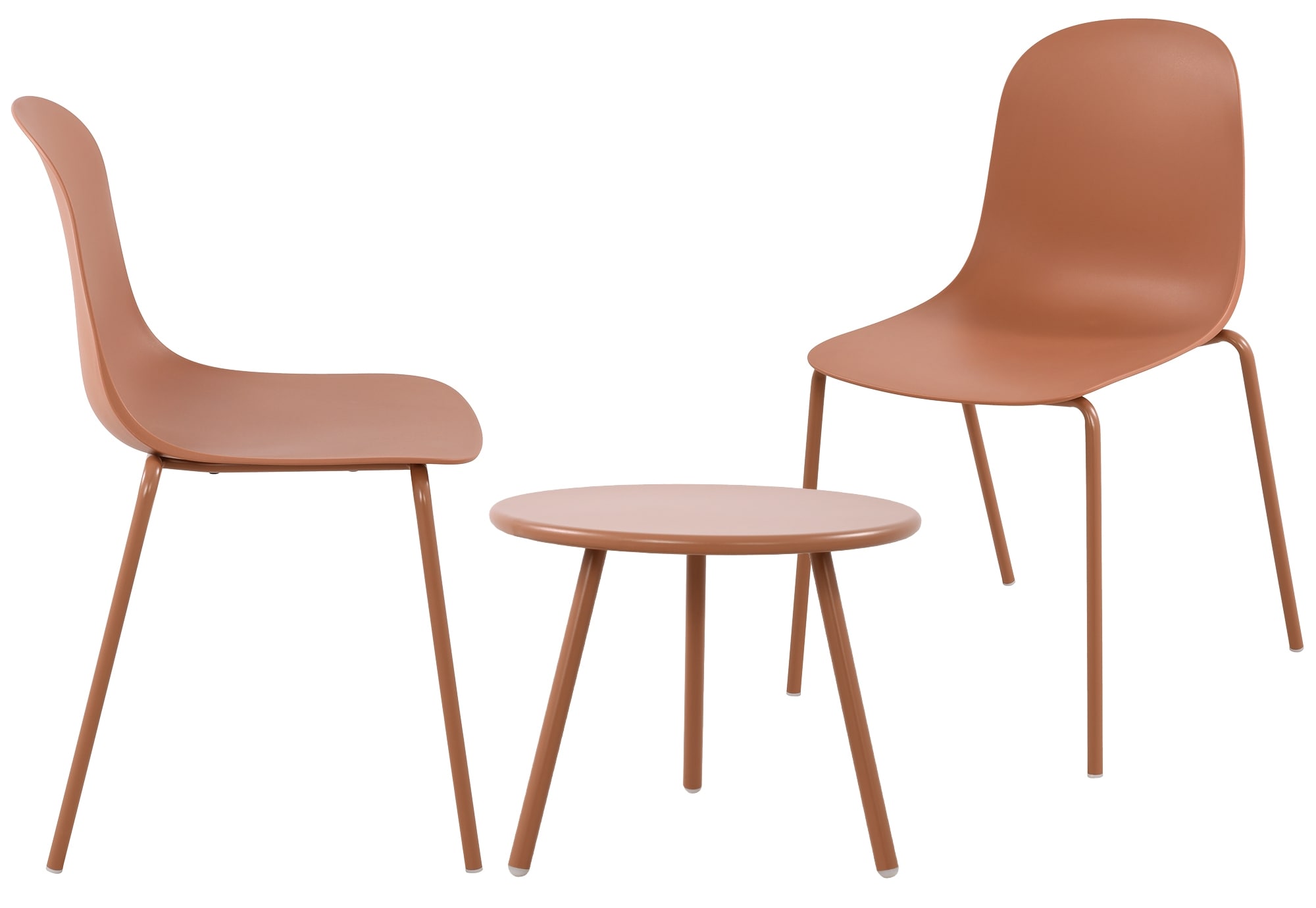 CLP 2er Sitzgruppe Berdin I Garten-Set 2x Stuhl stapelbar und 1x Tisch I Outdoor-Set wetterfest und UV-best&auml;ndig I Gartenm&ouml;bel 