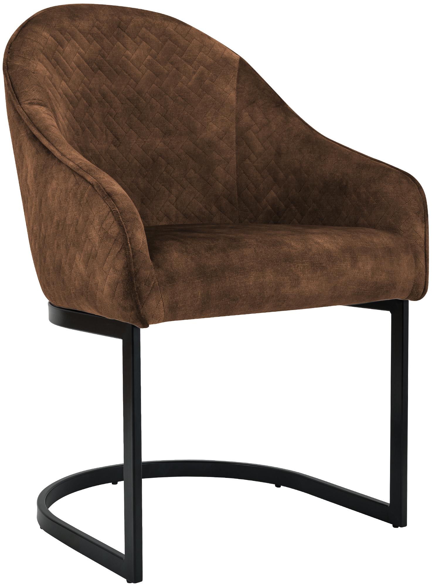 CLP Esszimmerstuhl gepolstert Jarik, Freischwinger Stuhl mit Samtbezug und pulverbeschichtetem Metallgestell, Sessel bis 140 kg belastbar 