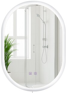 CLP Badspiegel Karishma mit Beleuchtung 70x50 cm, Anti-Beschlag Badezimmerspiegel, Wandspiegel dimmbar, 3 Licht-Modi, mit und ohne Bluetooth 