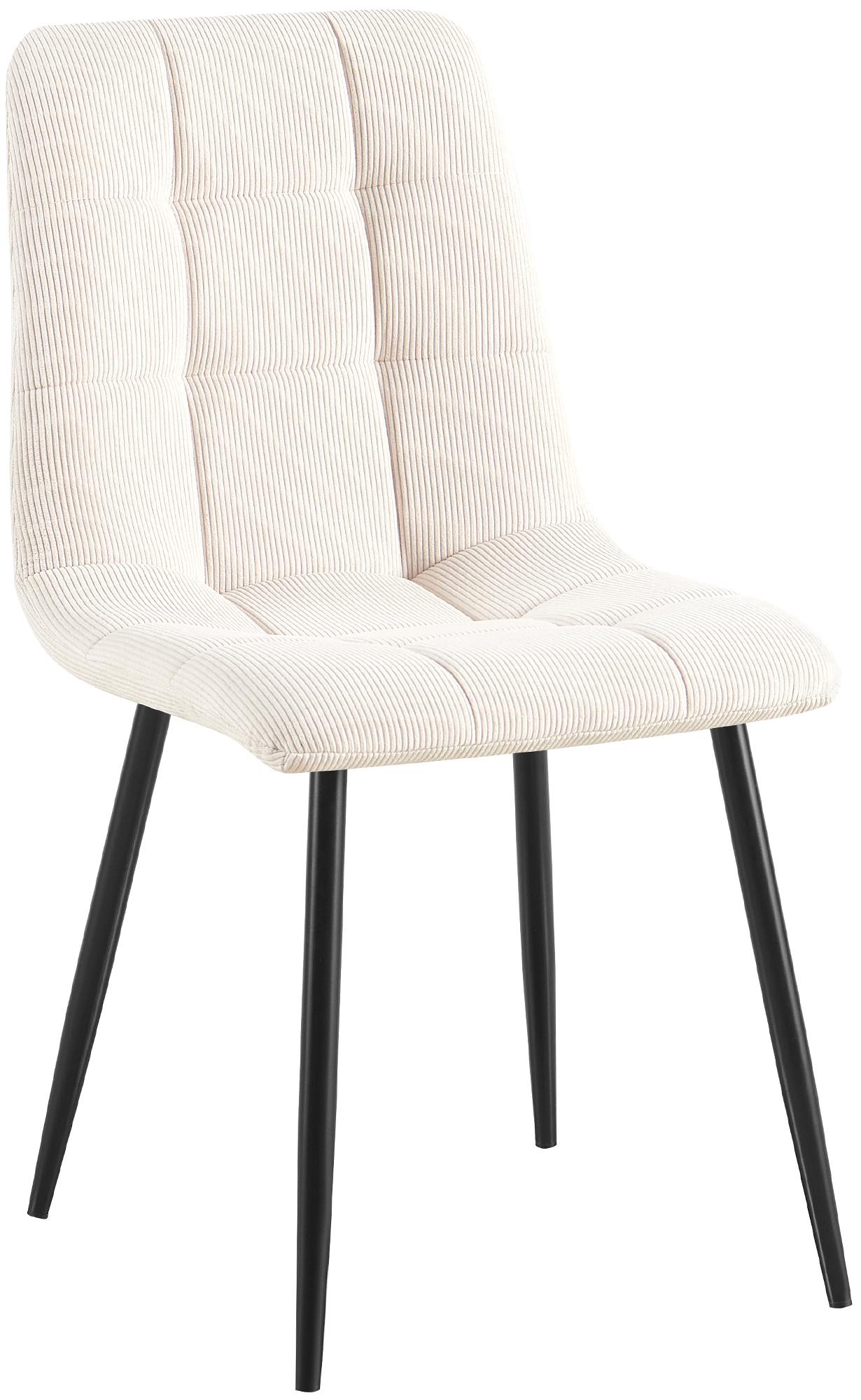 CLP Esszimmerstuhl Antibes I K&uuml;chenstuhl gepolstert mit gestepptem Cordbezug I Polsterstuhl mit Metallgestell I bis 150 kg belastbar 